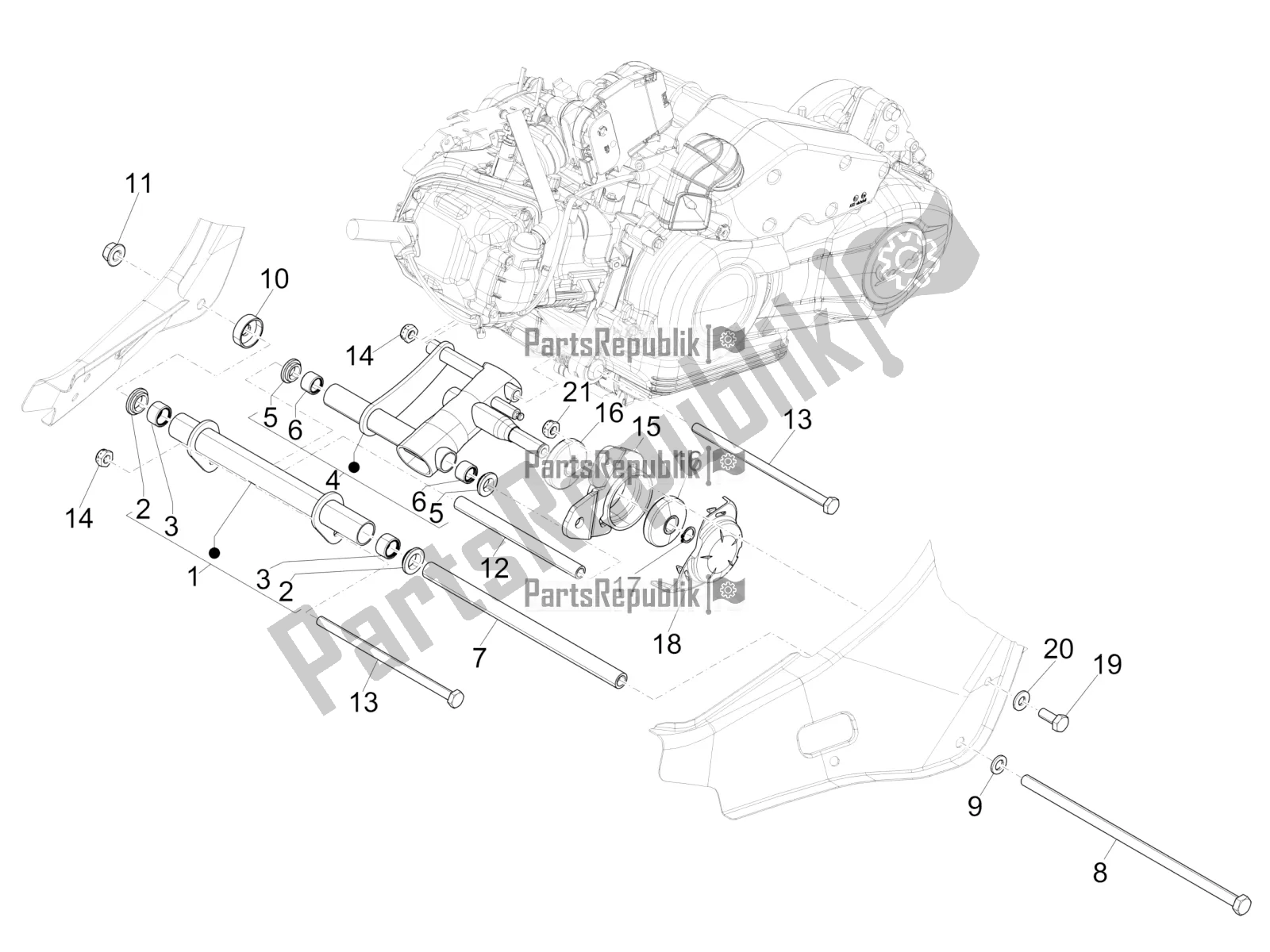 Todas las partes para Brazo Oscilante de Vespa Primavera 150 Iget ABS USA 2020
