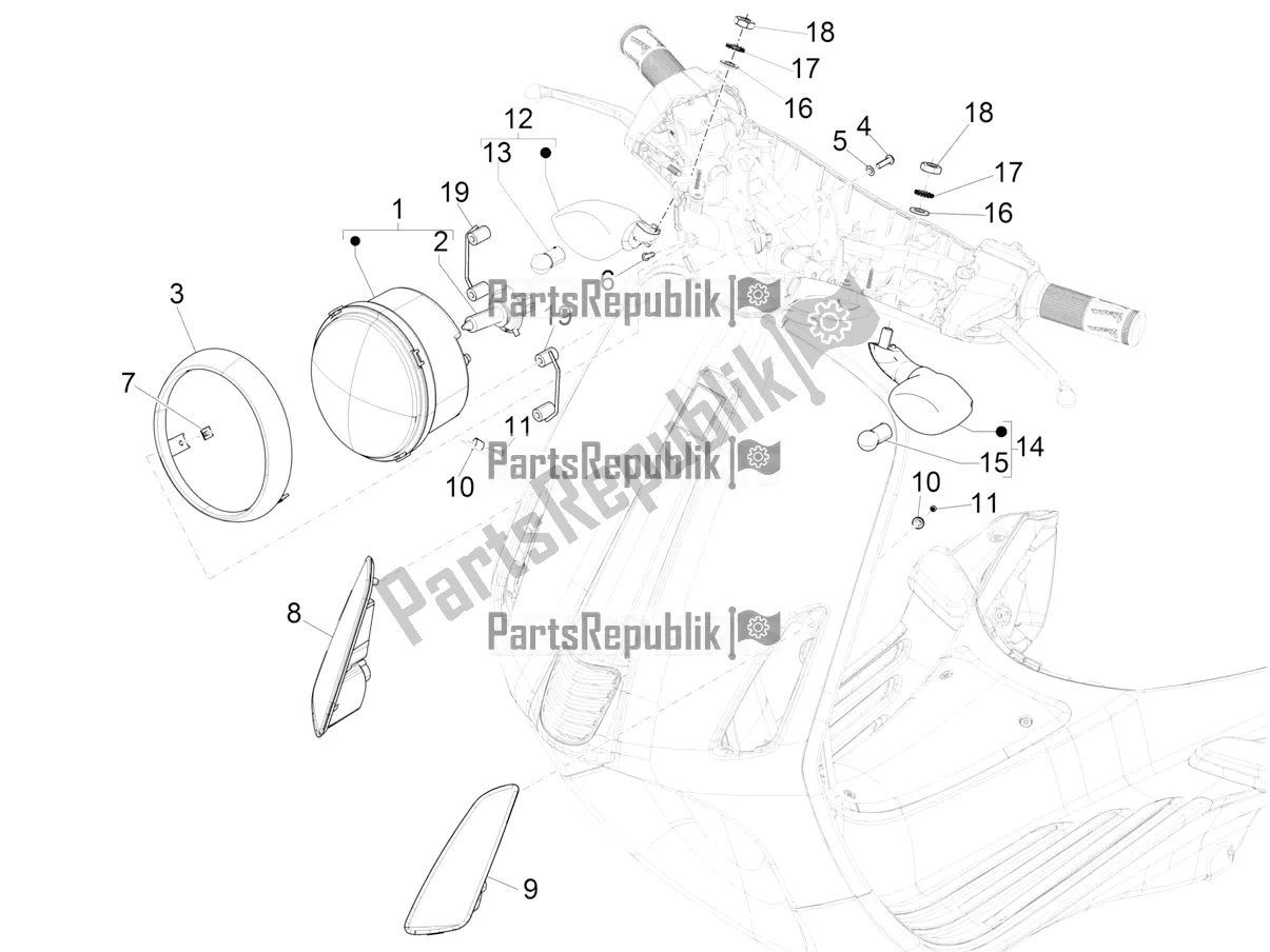 Todas las partes para Faros Delanteros - Luces Intermitentes de Vespa Primavera 150 Iget ABS USA 2021