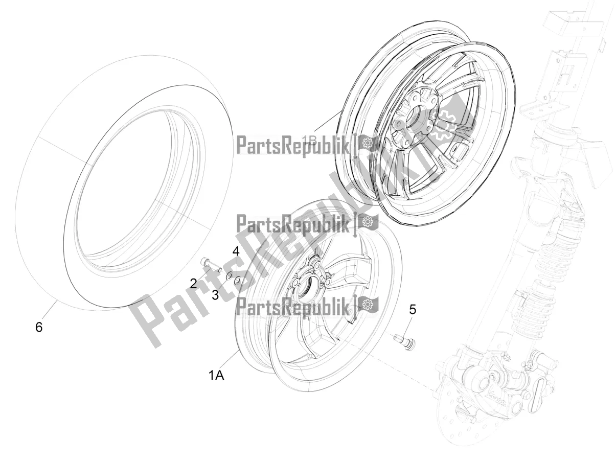 Alle onderdelen voor de Voorwiel van de Vespa Primavera 150 Iget ABS USA 2021