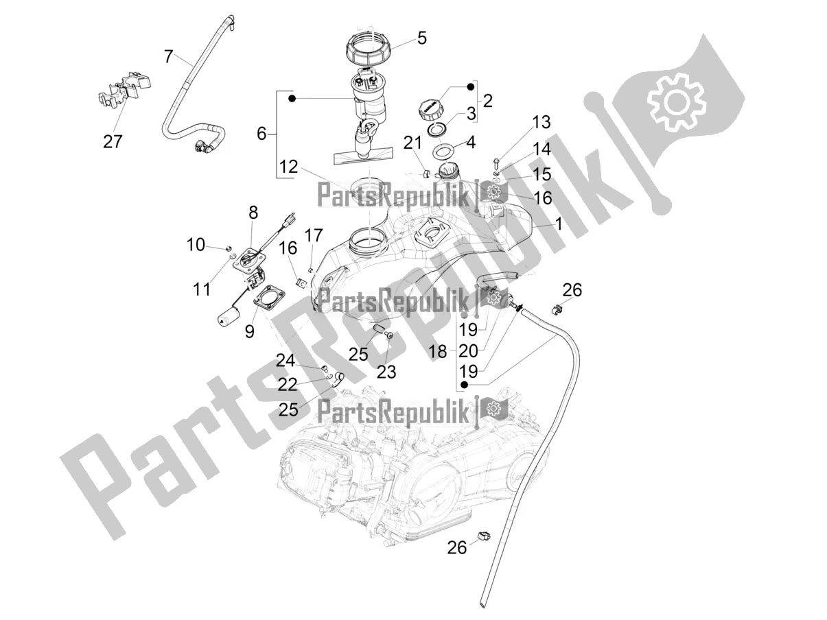 Tutte le parti per il Serbatoio Di Carburante del Vespa Primavera 150 Iget ABS USA 2021