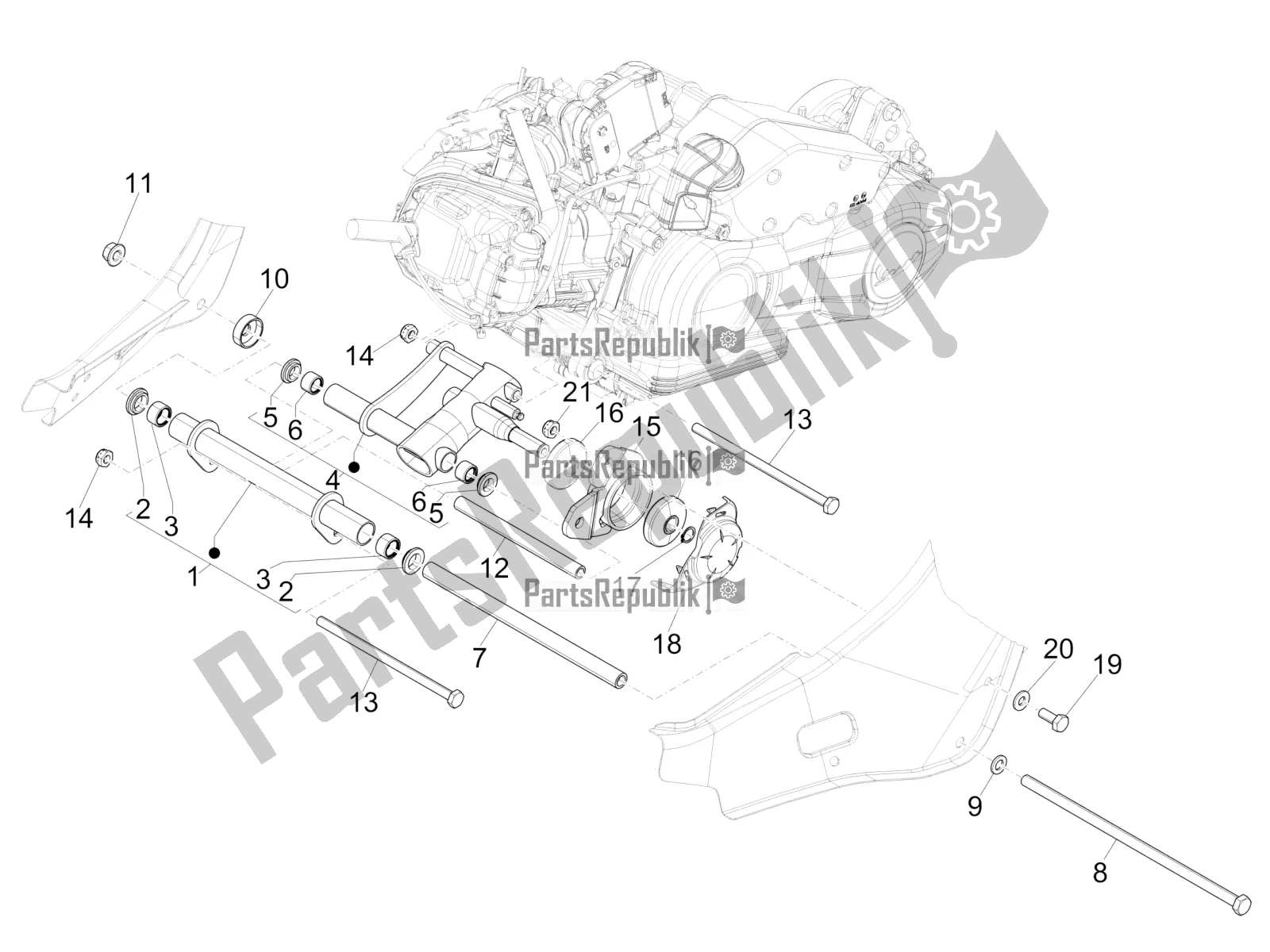 Todas las partes para Brazo Oscilante de Vespa Primavera 150 Iget ABS USA 2021
