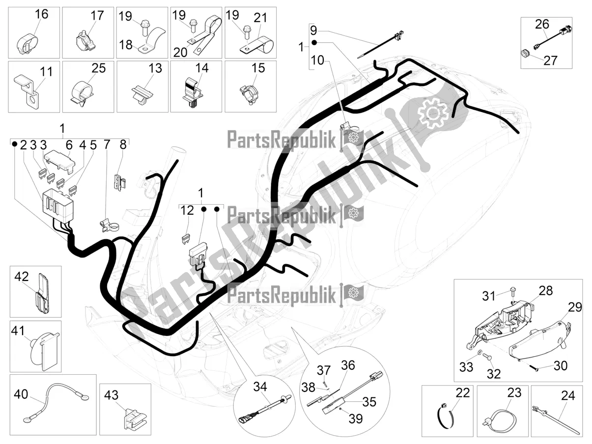 Toutes les pièces pour le Faisceau De Câbles Principal du Vespa Primavera 150 Iget ABS USA 2022