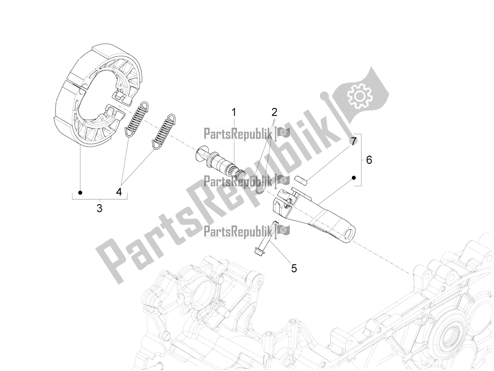 Toutes les pièces pour le Frein Arrière - Mâchoire De Frein du Vespa Primavera 150 Iget ABS USA 2022