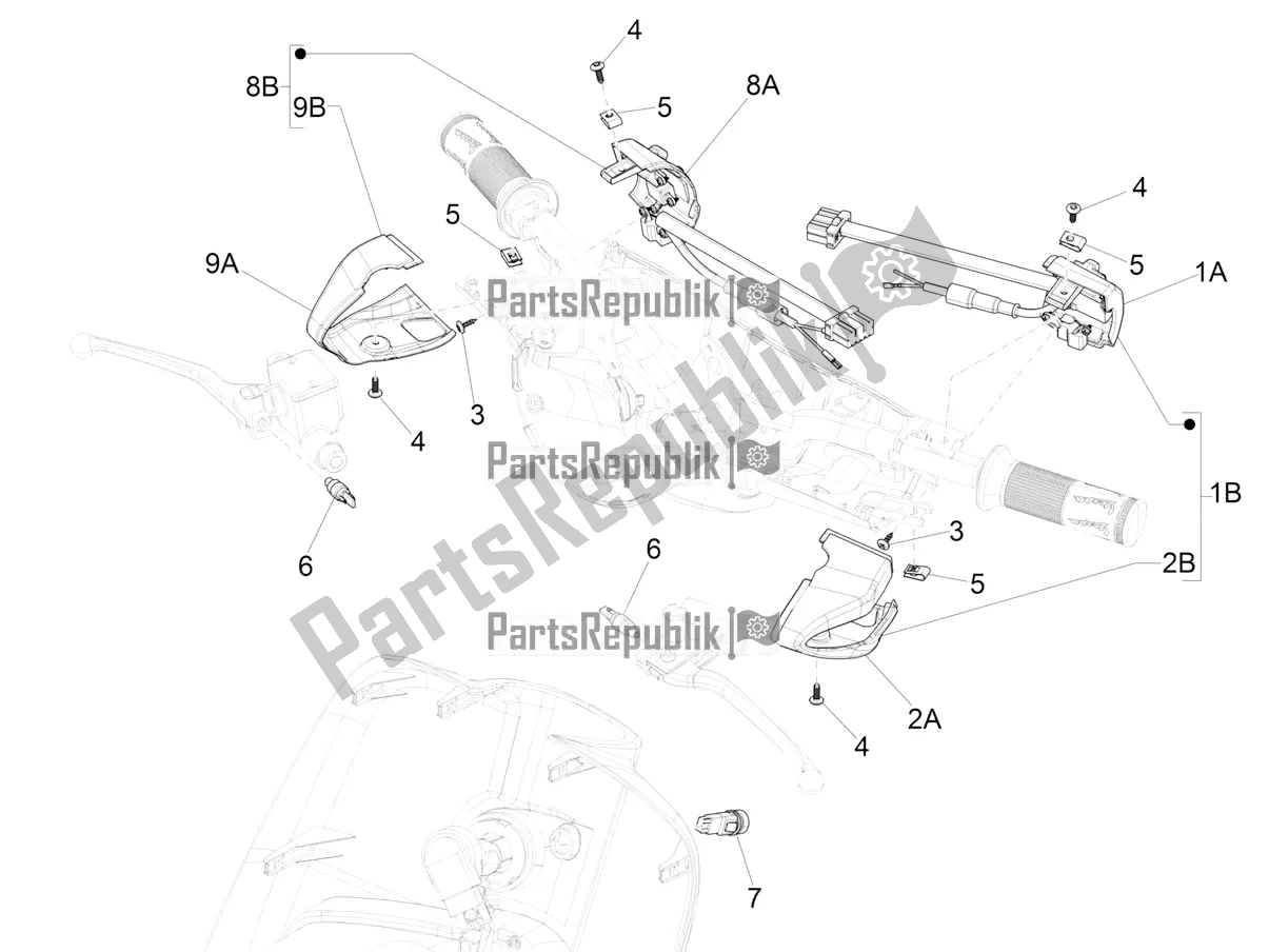 All parts for the Selectors - Switches - Buttons of the Vespa Primavera 150 Iget ABS USA 2022