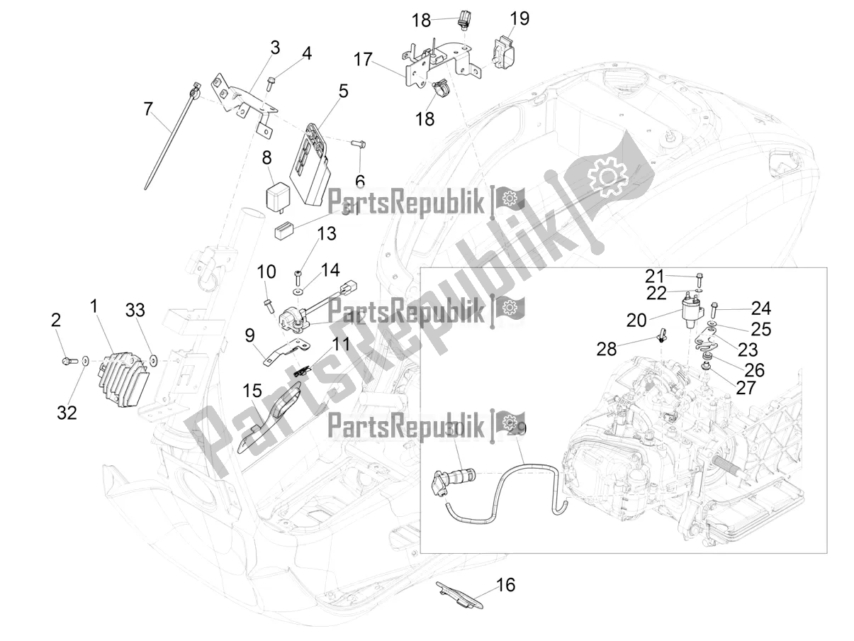 Wszystkie części do Regulatory Napi? Cia - Elektroniczne Jednostki Steruj? Ce (ecu) - H. T. Cewka Vespa Primavera 150 Iget ABS USA 2022