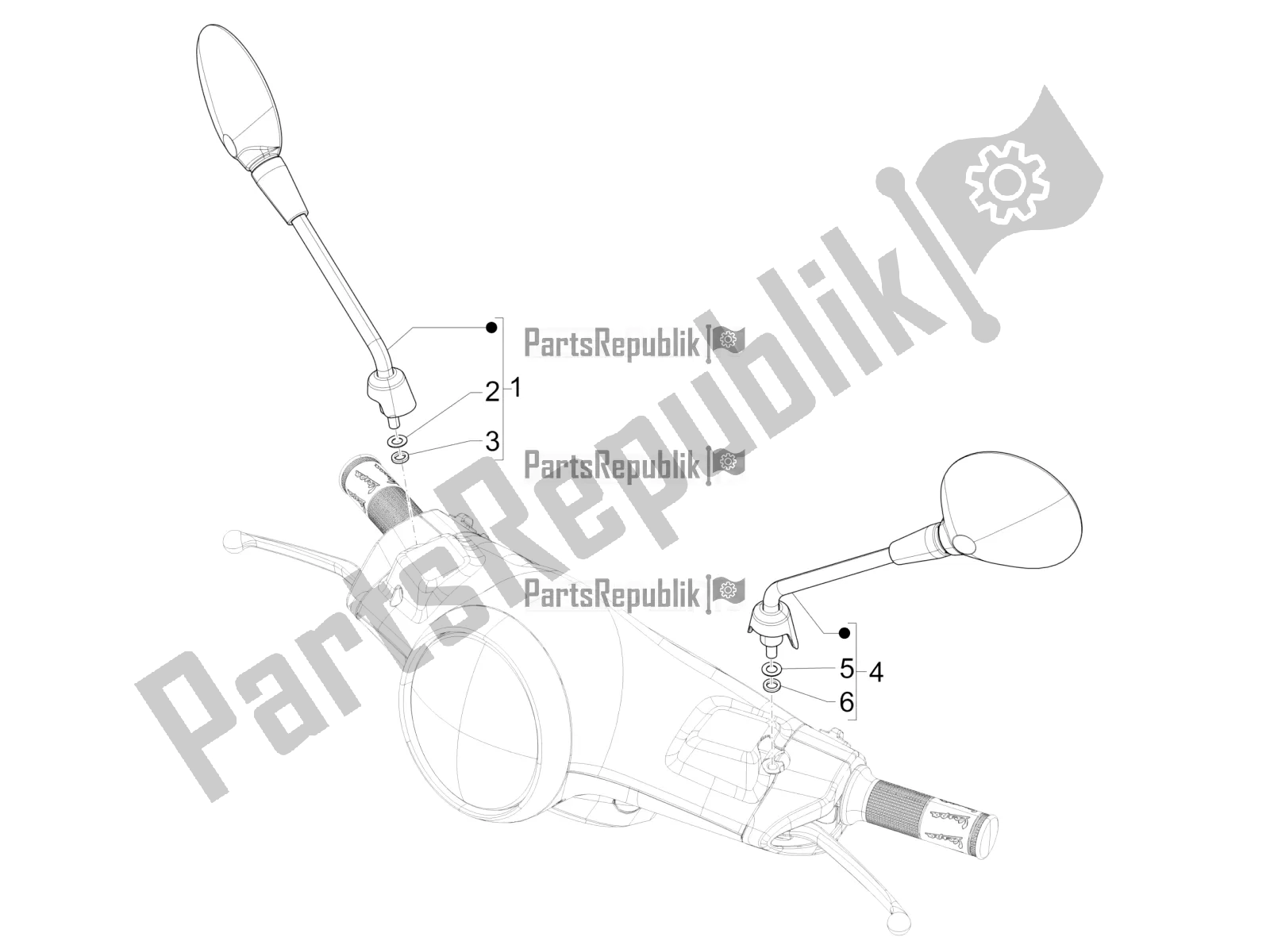 Toutes les pièces pour le Miroir (s) De Conduite du Vespa Primavera 150 Iget Apac 2016