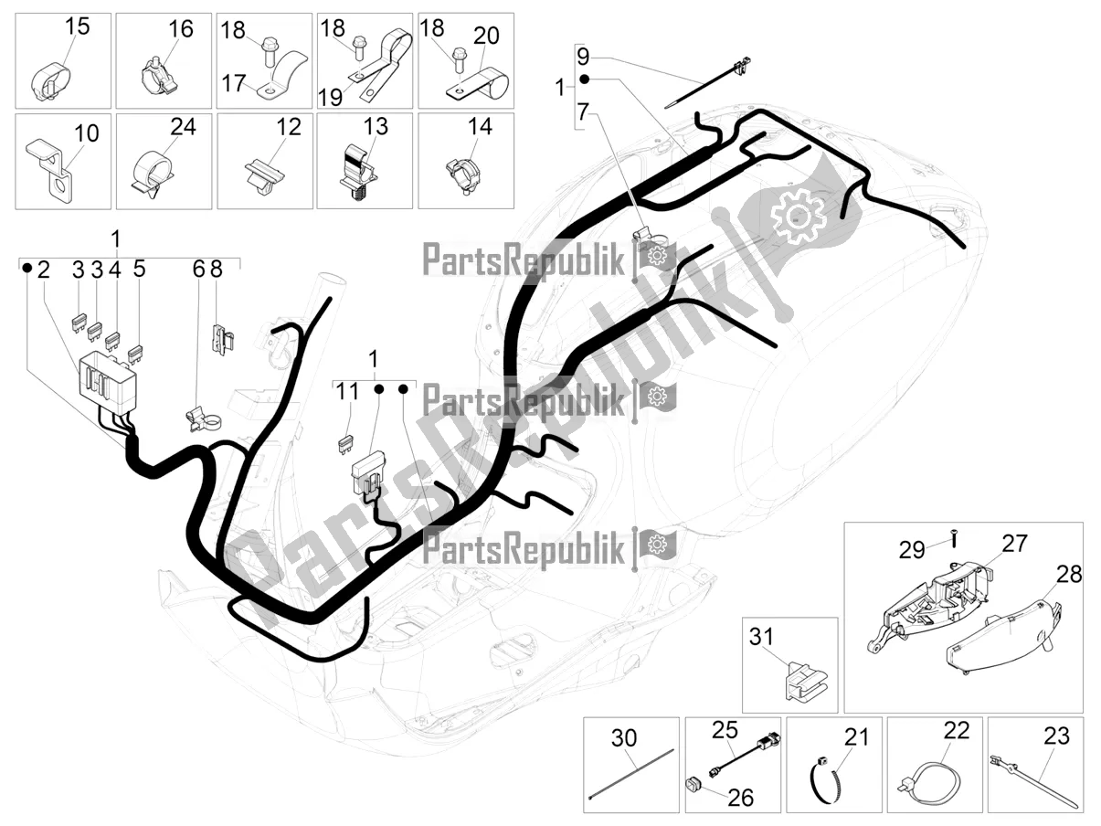 Toutes les pièces pour le Faisceau De Câbles Principal du Vespa Primavera 150 Iget Apac 2016