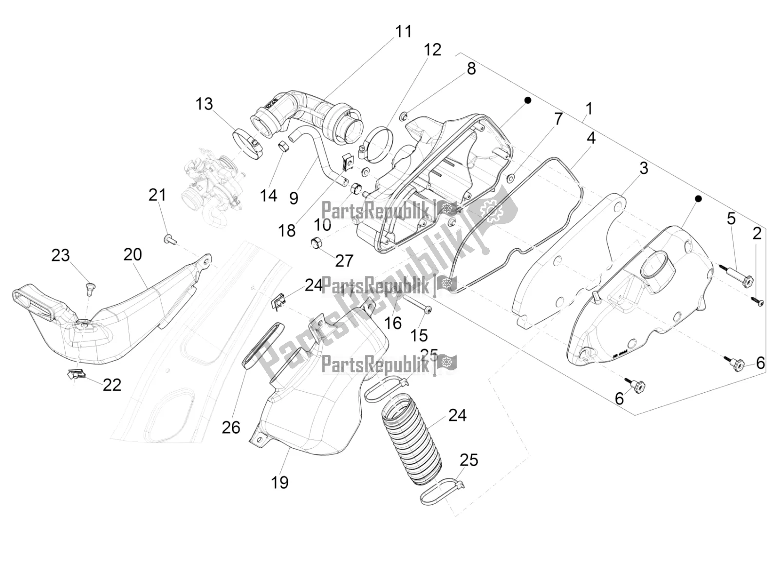 Toutes les pièces pour le Filtre à Air du Vespa Primavera 150 Iget Apac 2017