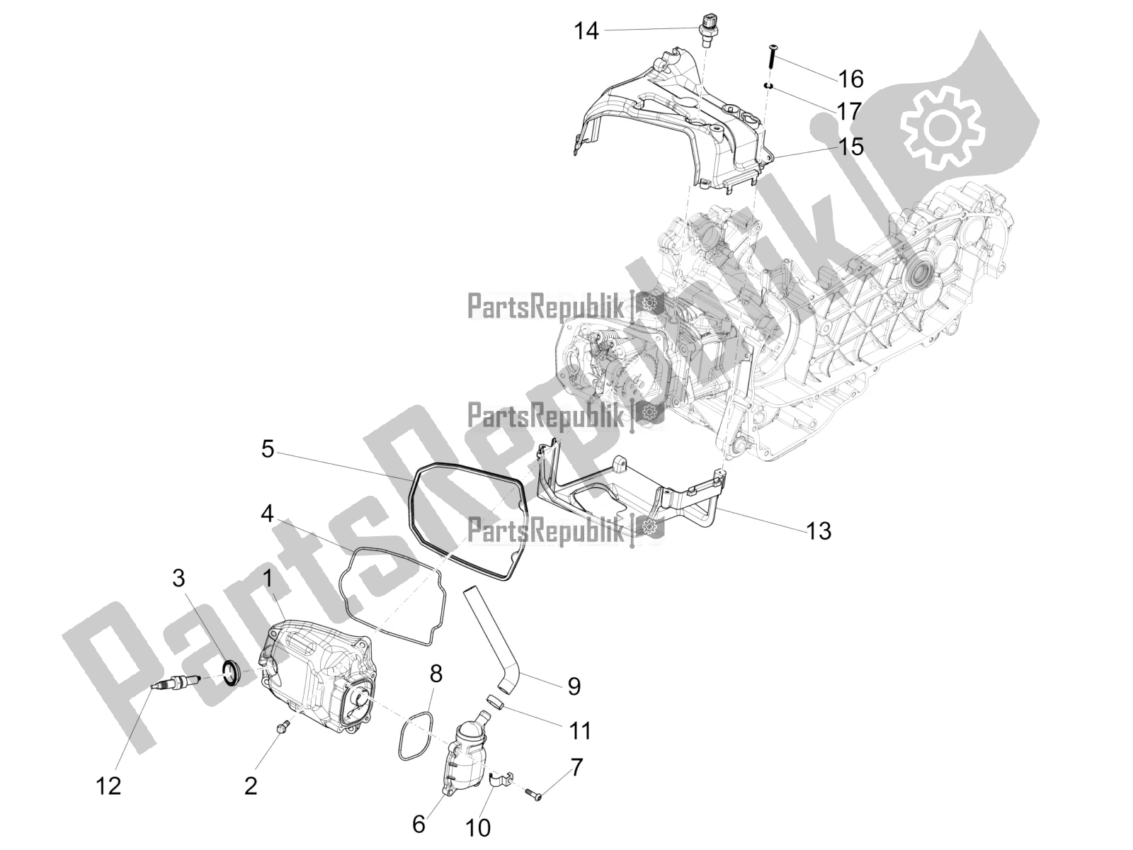 Tutte le parti per il Coperchio Della Testata del Vespa Primavera 150 Iget Apac 2017