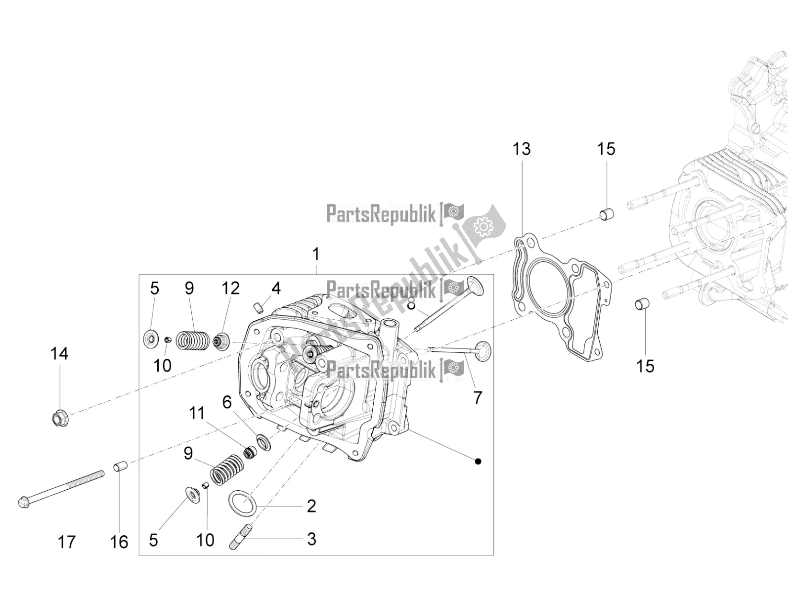 Tutte le parti per il Cylinder Head Unit - Valve del Vespa Primavera 150 Iget Apac 2017