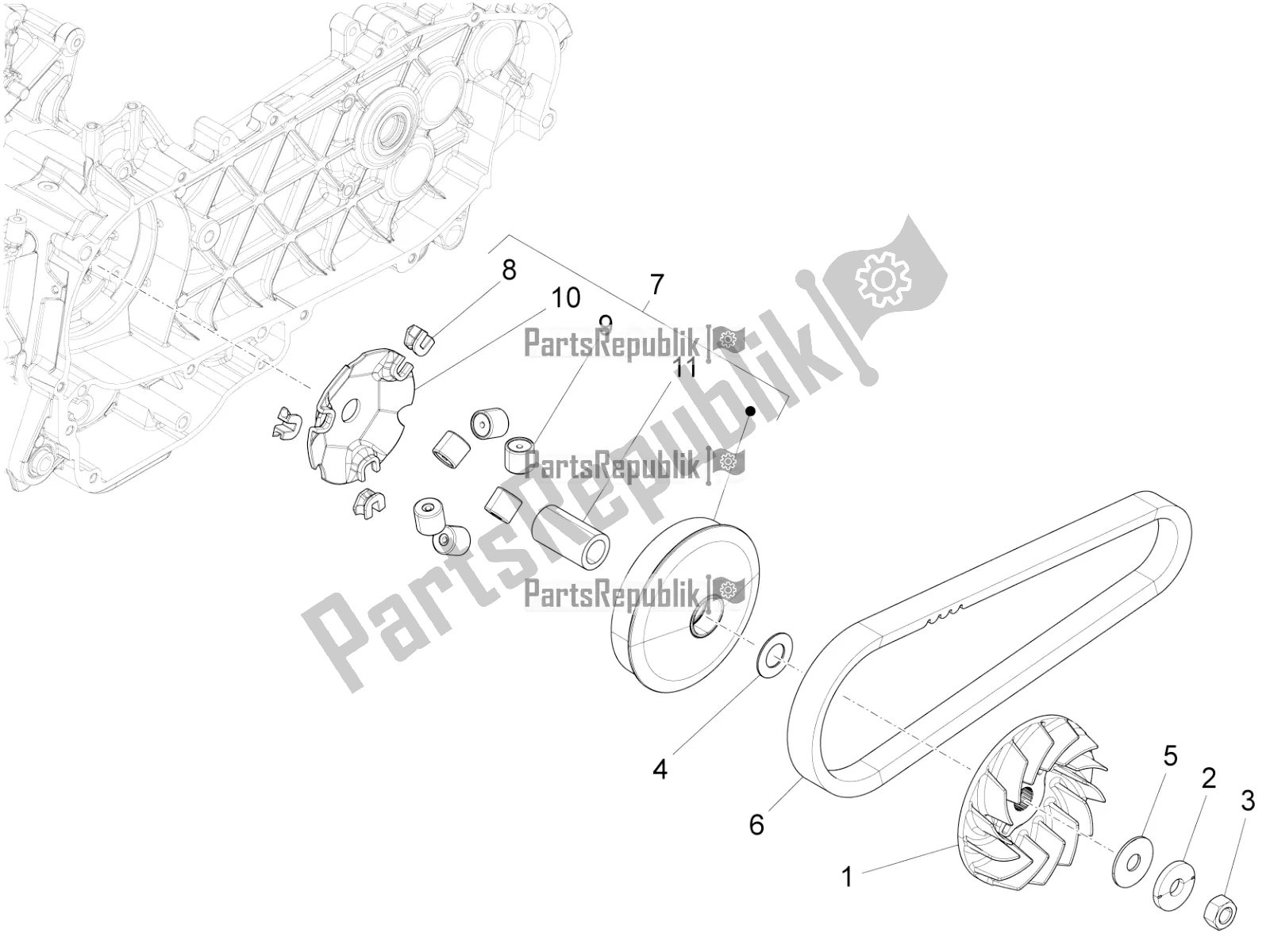 Toutes les pièces pour le Poulie Motrice du Vespa Primavera 150 Iget Apac 2017