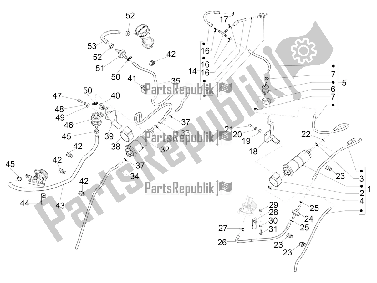 Toutes les pièces pour le Système Anti-percolation du Vespa Primavera 150 Iget Apac 2018