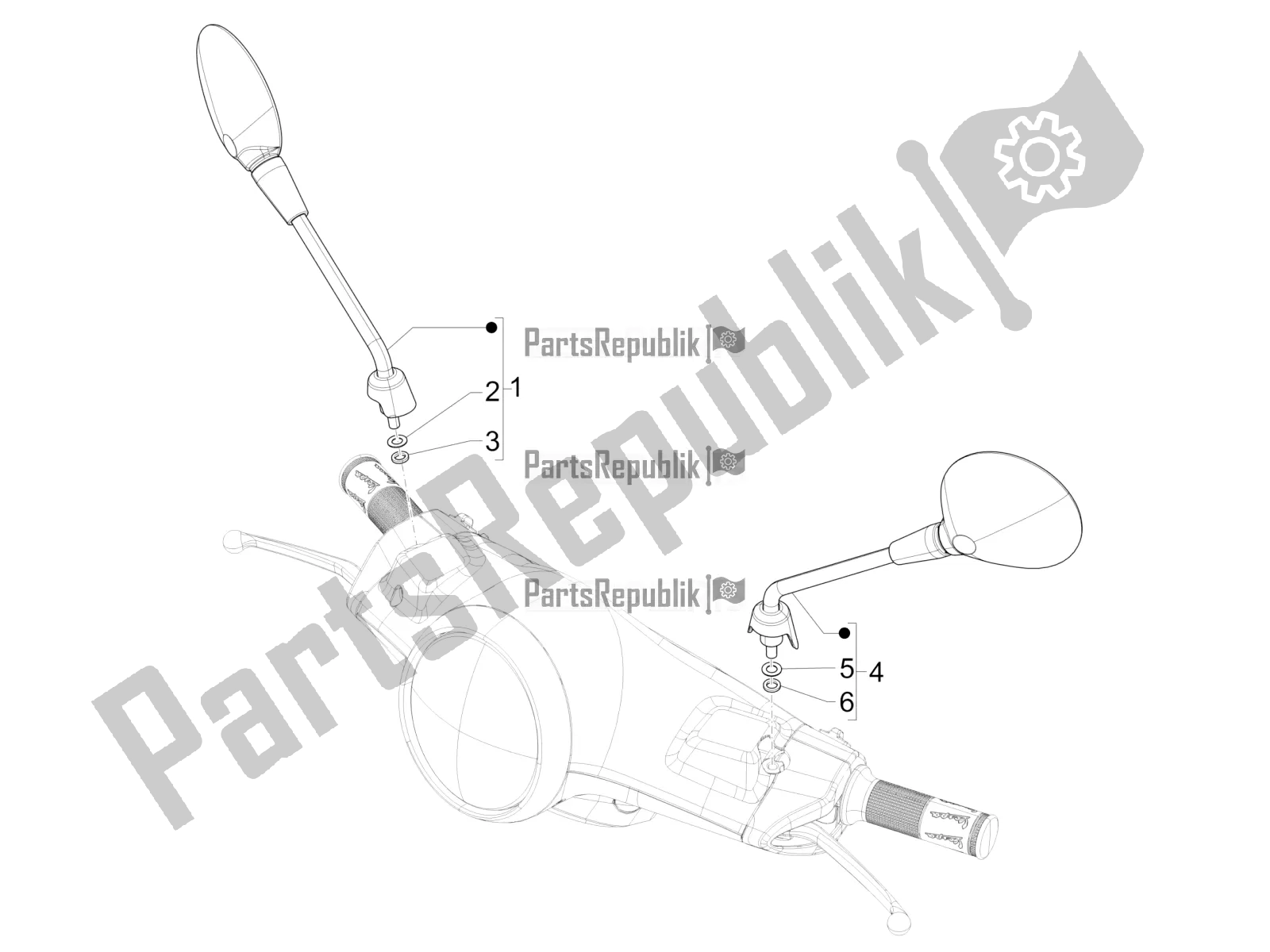 Toutes les pièces pour le Miroir (s) De Conduite du Vespa Primavera 150 Iget Apac 2018