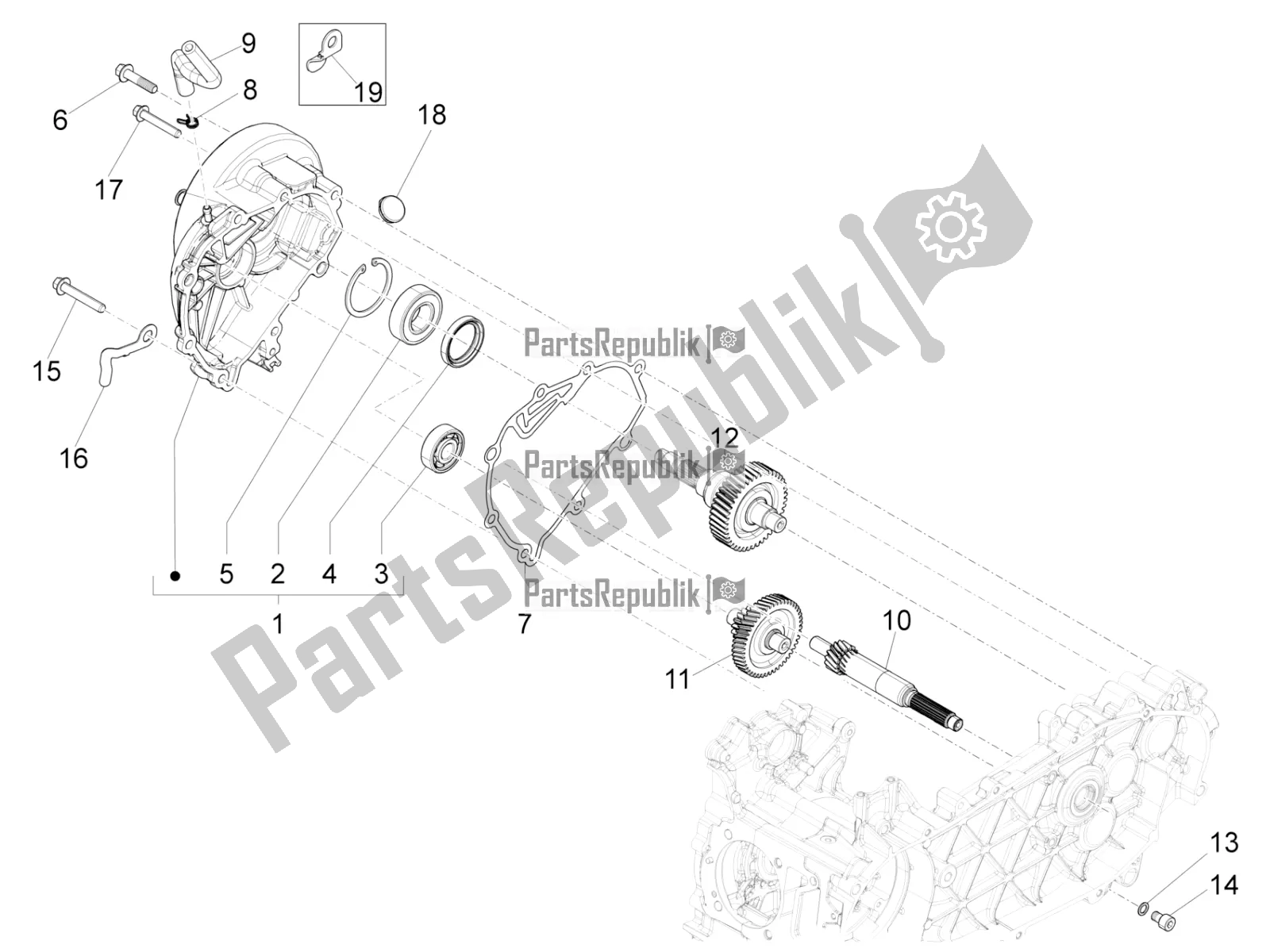 Toutes les pièces pour le Unité De Réduction du Vespa Primavera 150 Iget Apac 2018