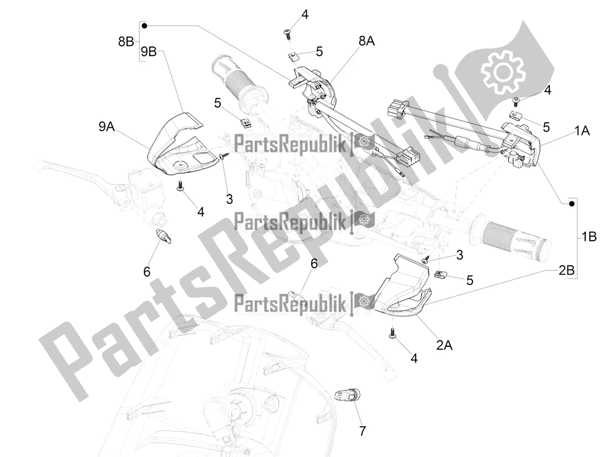 All parts for the Selectors - Switches - Buttons of the Vespa Primavera 150 Iget Apac 2018
