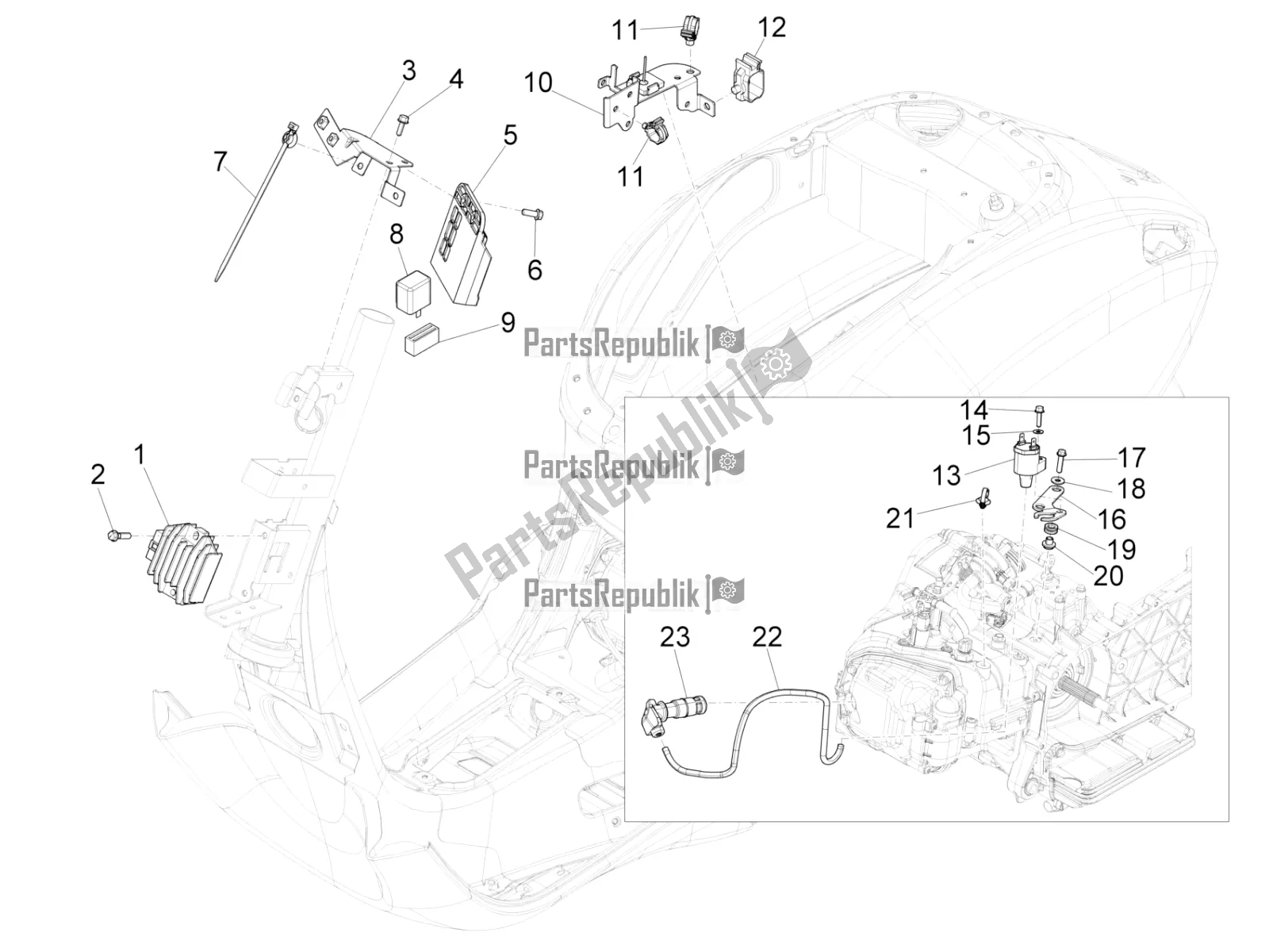 All parts for the Voltage Regulators - Electronic Control Units (ecu) - H. T. Coil of the Vespa Primavera 150 Iget Apac 2018