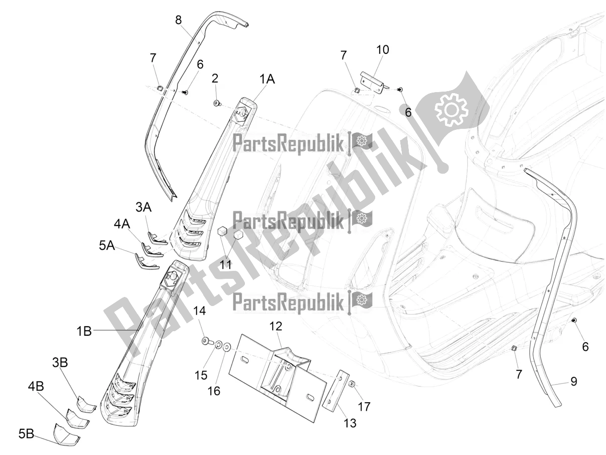 All parts for the Front Shield of the Vespa Primavera 150 Iget Apac 2019