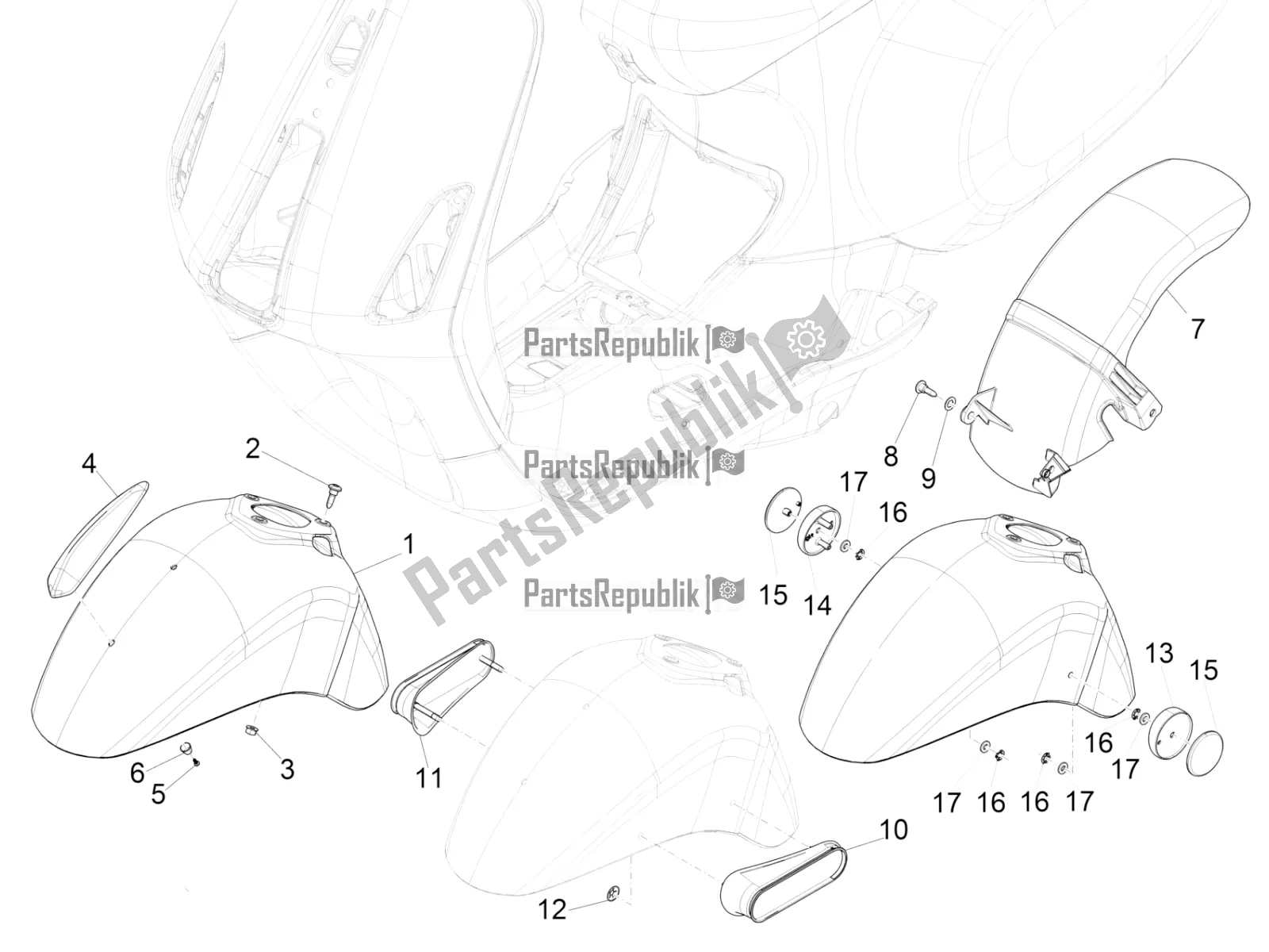 Wszystkie części do Nadkola - B? Otnik Vespa Primavera 150 Iget Apac 2019