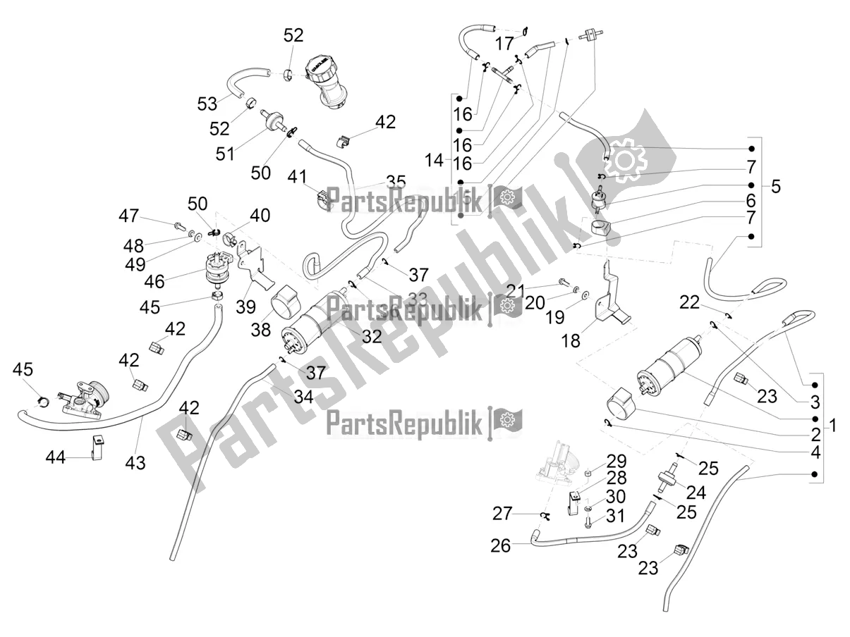 All parts for the Anti-percolation System of the Vespa Primavera 150 Iget Apac 2020