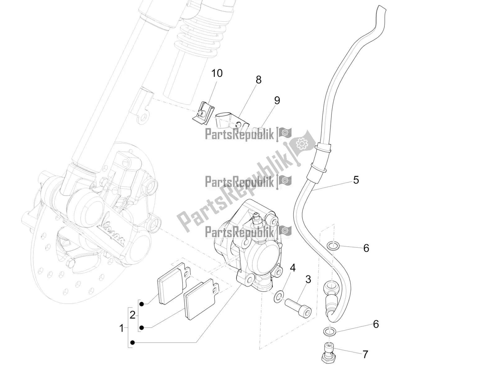 All parts for the Brakes Pipes - Calipers of the Vespa Primavera 150 Iget Apac 2020