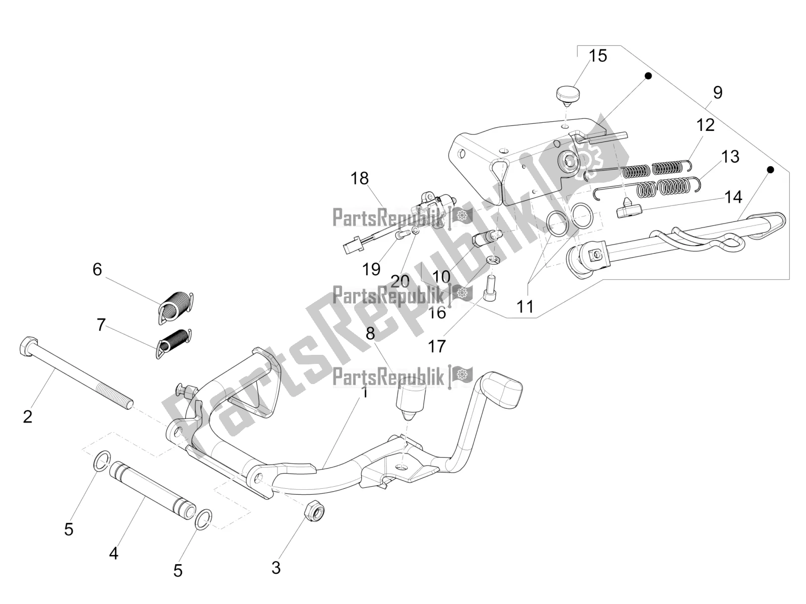 Todas las partes para Soporte / S de Vespa Primavera 150 Iget Apac 2020