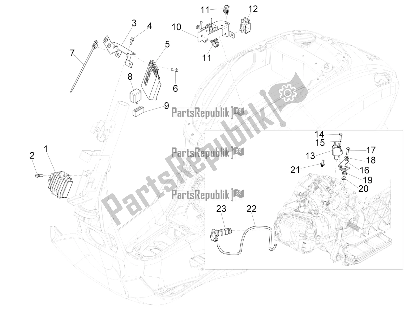 All parts for the Voltage Regulators - Electronic Control Units (ecu) - H. T. Coil of the Vespa Primavera 150 Iget Apac 2020