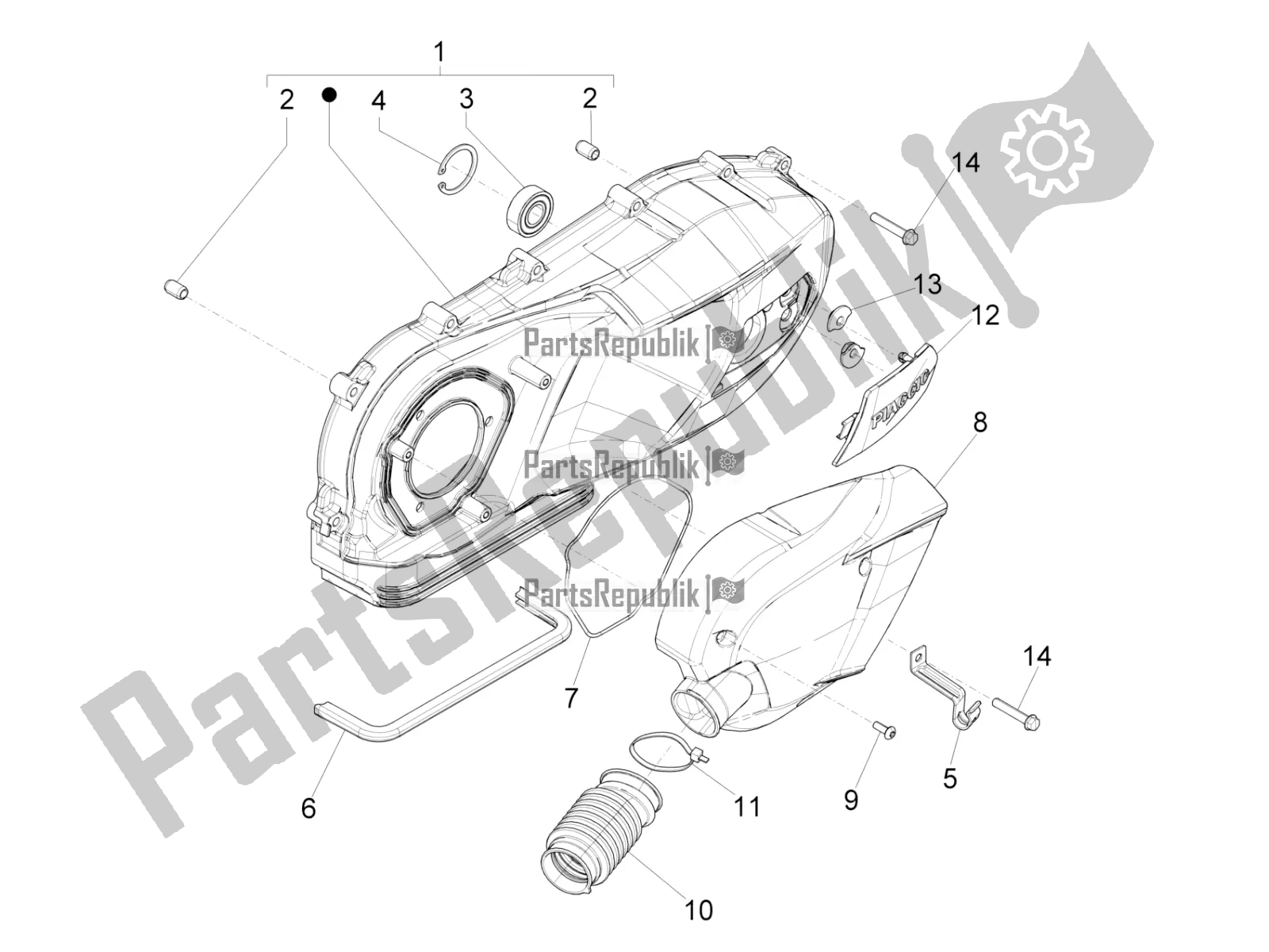 Tutte le parti per il Coperchio Del Carter - Raffreddamento Del Carter del Vespa Primavera 150 Iget Apac 2021