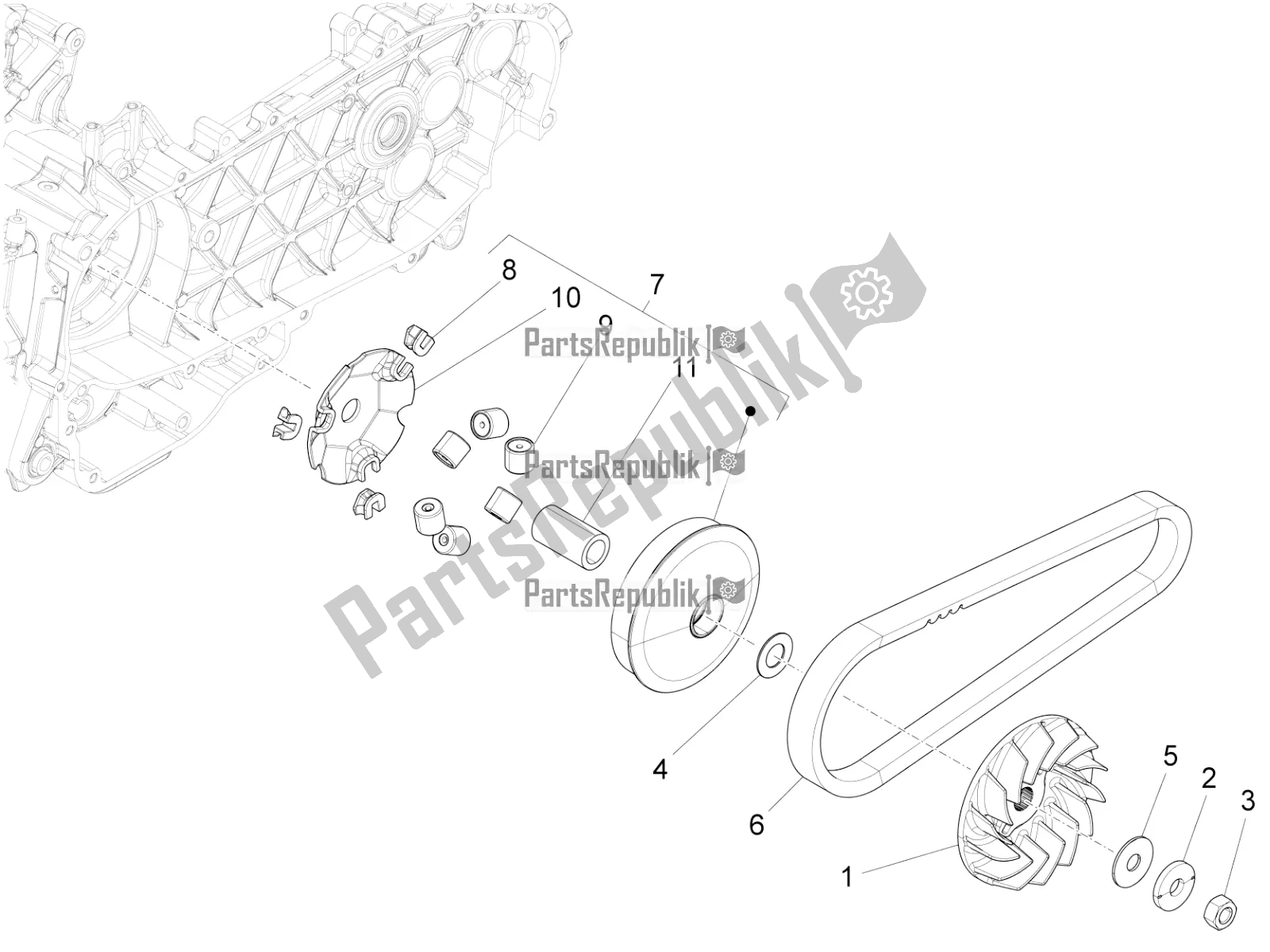 Todas las partes para Polea Motriz de Vespa Primavera 150 Iget Apac 2021