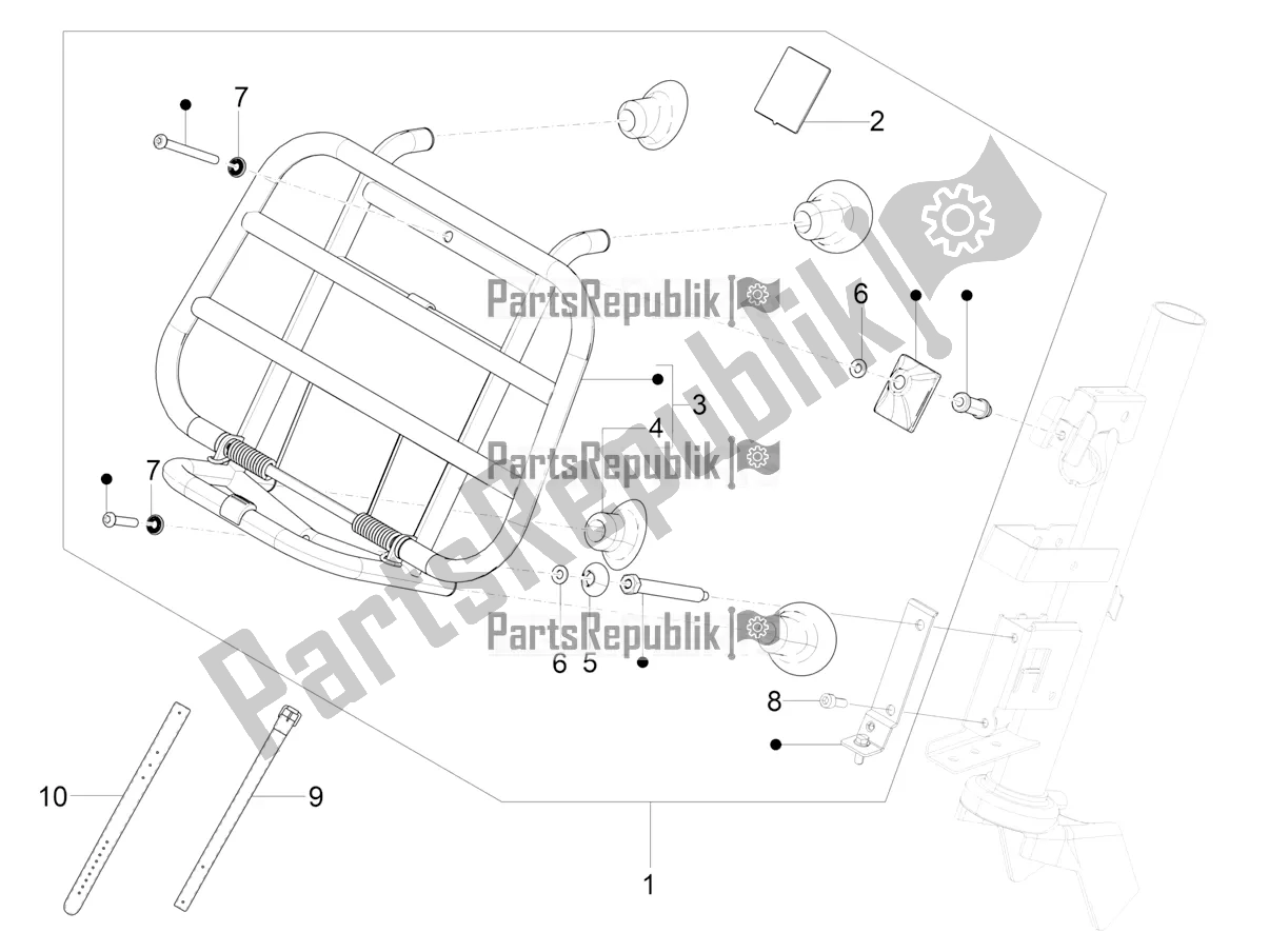 All parts for the Front Luggage Rack of the Vespa Primavera 150 Iget Apac 2021