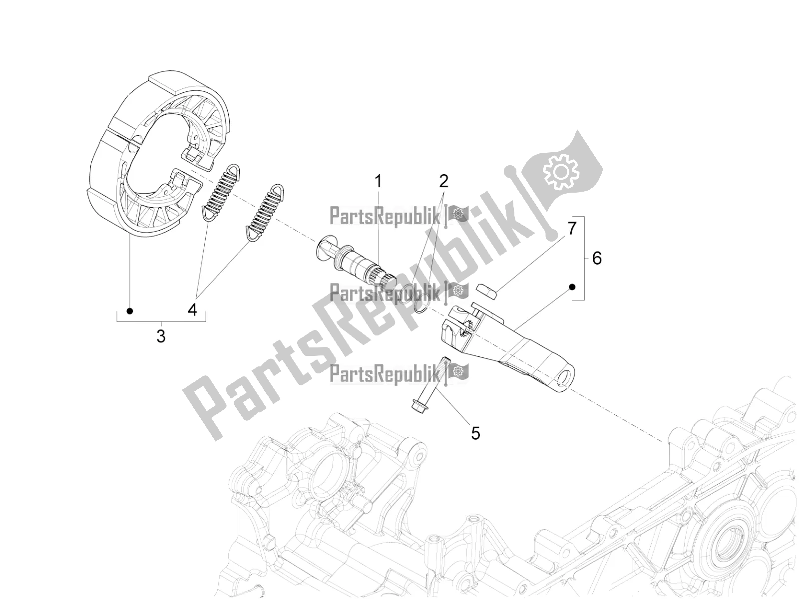 All parts for the Rear Brake - Brake Jaw of the Vespa Primavera 150 Iget Apac 2021
