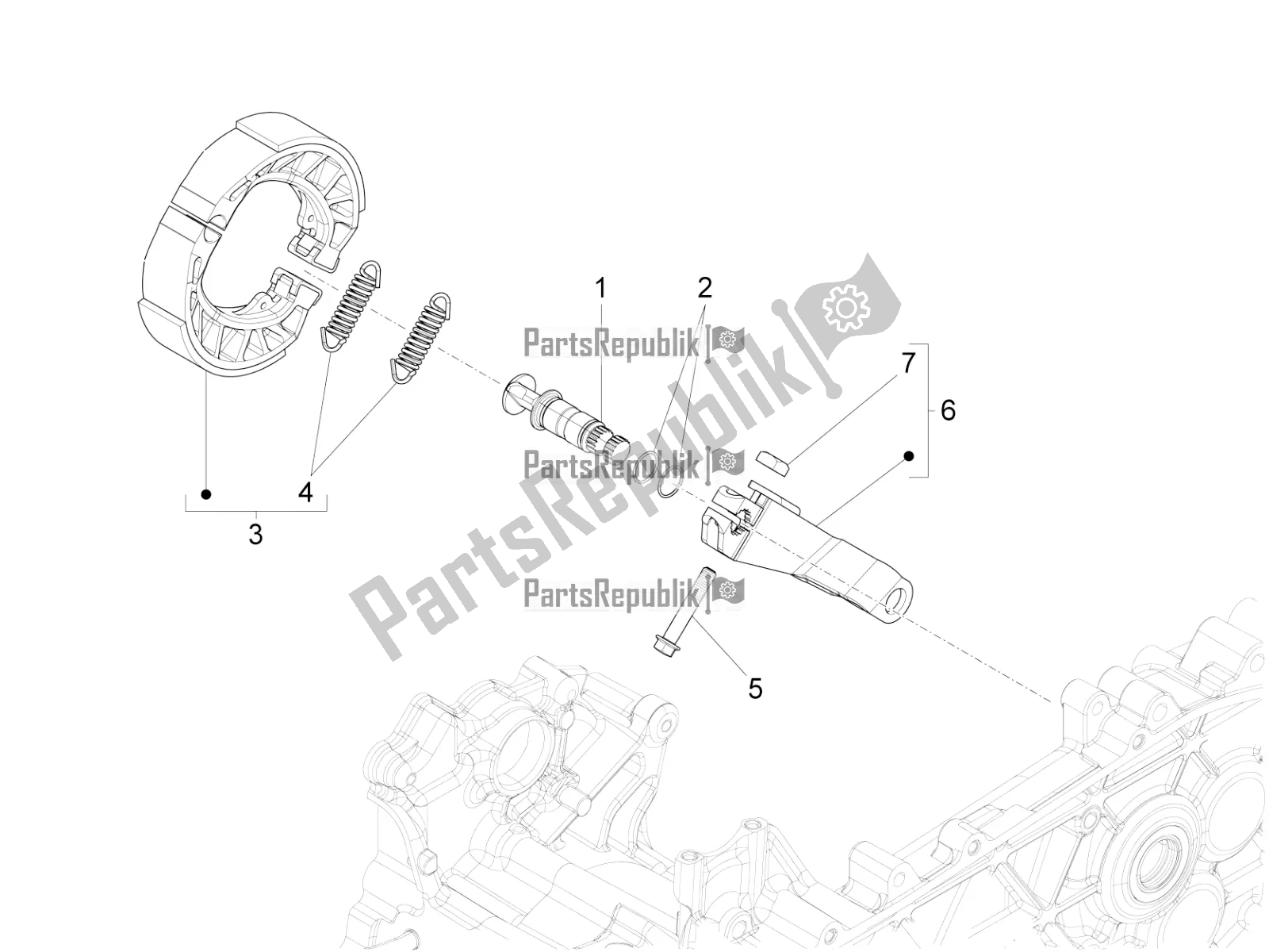 All parts for the Rear Brake - Brake Jaw of the Vespa Primavera 150 Iget Apac 2021