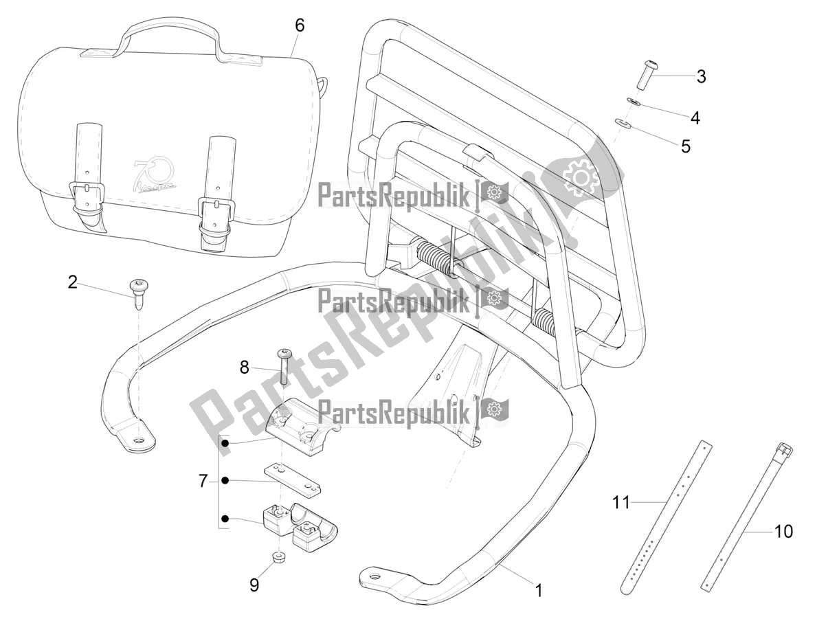 All parts for the Rear Luggage Rack of the Vespa Primavera 150 Iget Apac 2021