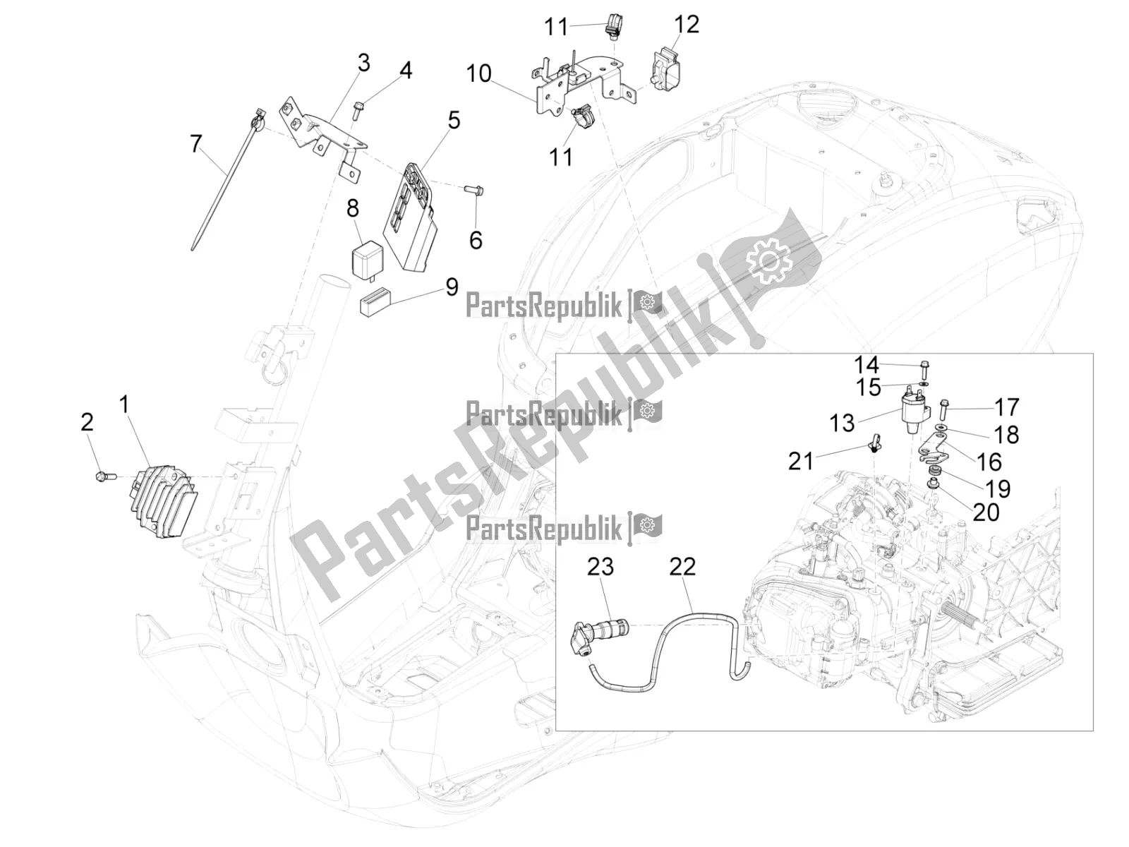 All parts for the Voltage Regulators - Electronic Control Units (ecu) - H. T. Coil of the Vespa Primavera 150 Iget Apac 2021