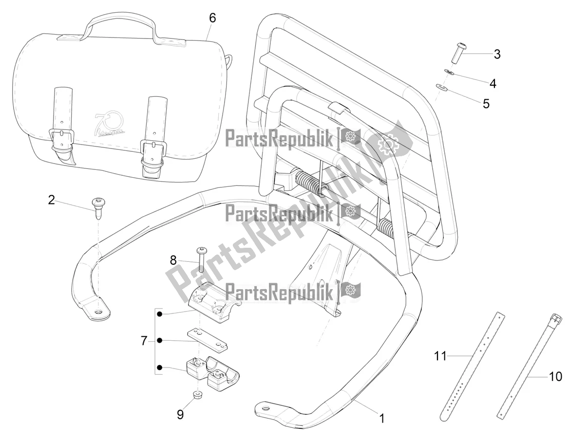 Tutte le parti per il Portapacchi Posteriore del Vespa Primavera 150 Iget Apac 2022