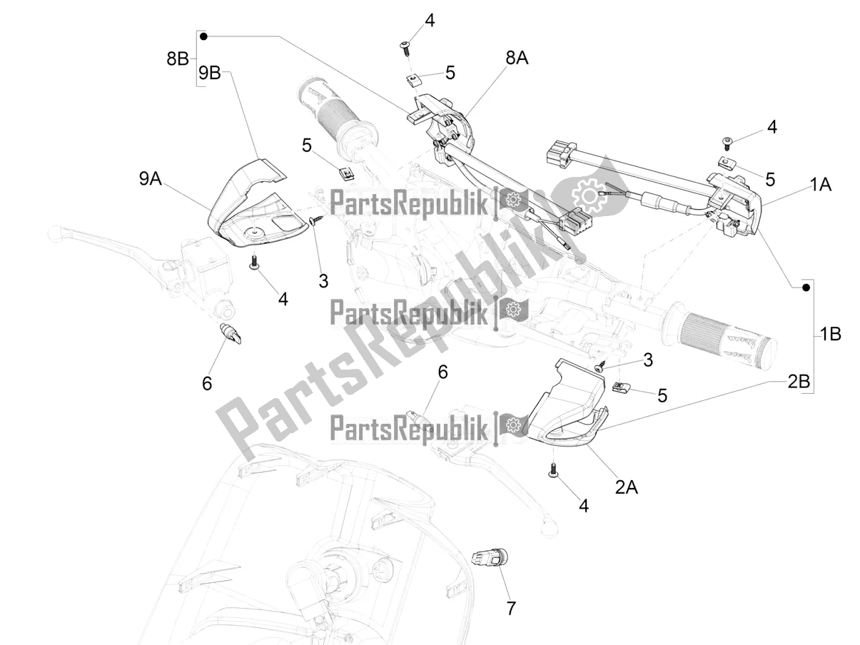 All parts for the Selectors - Switches - Buttons of the Vespa Primavera 150 Iget Apac 2022