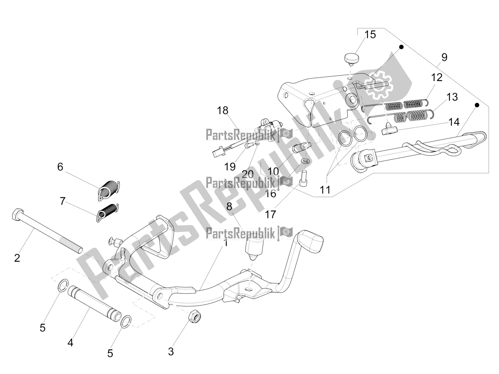 All parts for the Stand/s of the Vespa Primavera 150 Iget Apac 2022