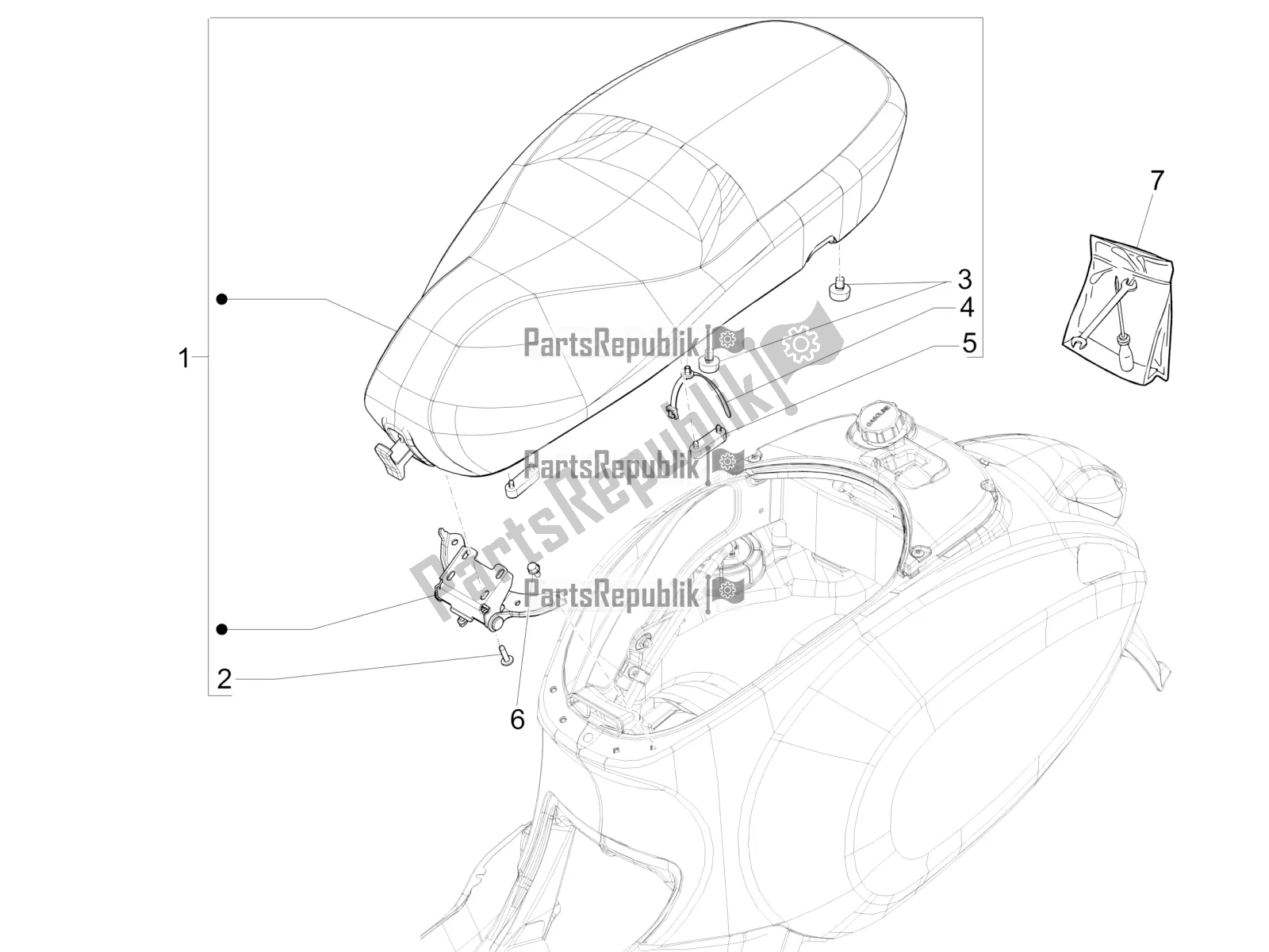 Todas las partes para Silla De Montar / Asientos de Vespa Primavera 150 Iget USA 2016