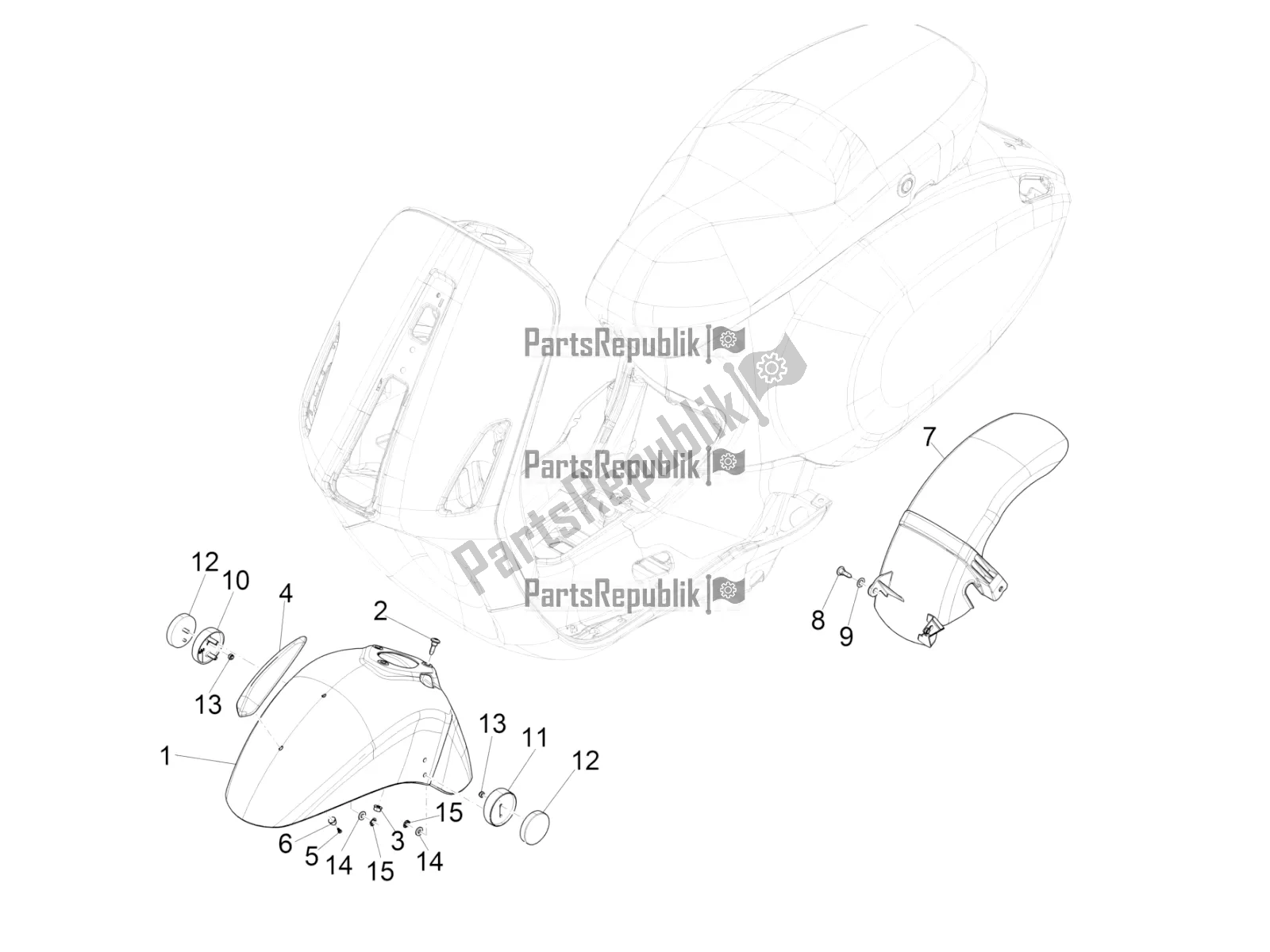 Wszystkie części do Nadkola - B? Otnik Vespa Primavera 150 Iget USA 2016