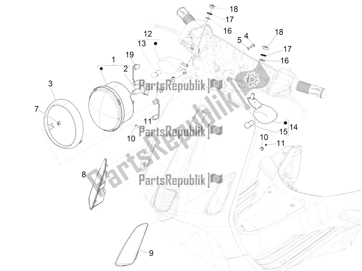 Toutes les pièces pour le Phares Avant - Clignotants du Vespa Primavera 150 Iget USA 2017