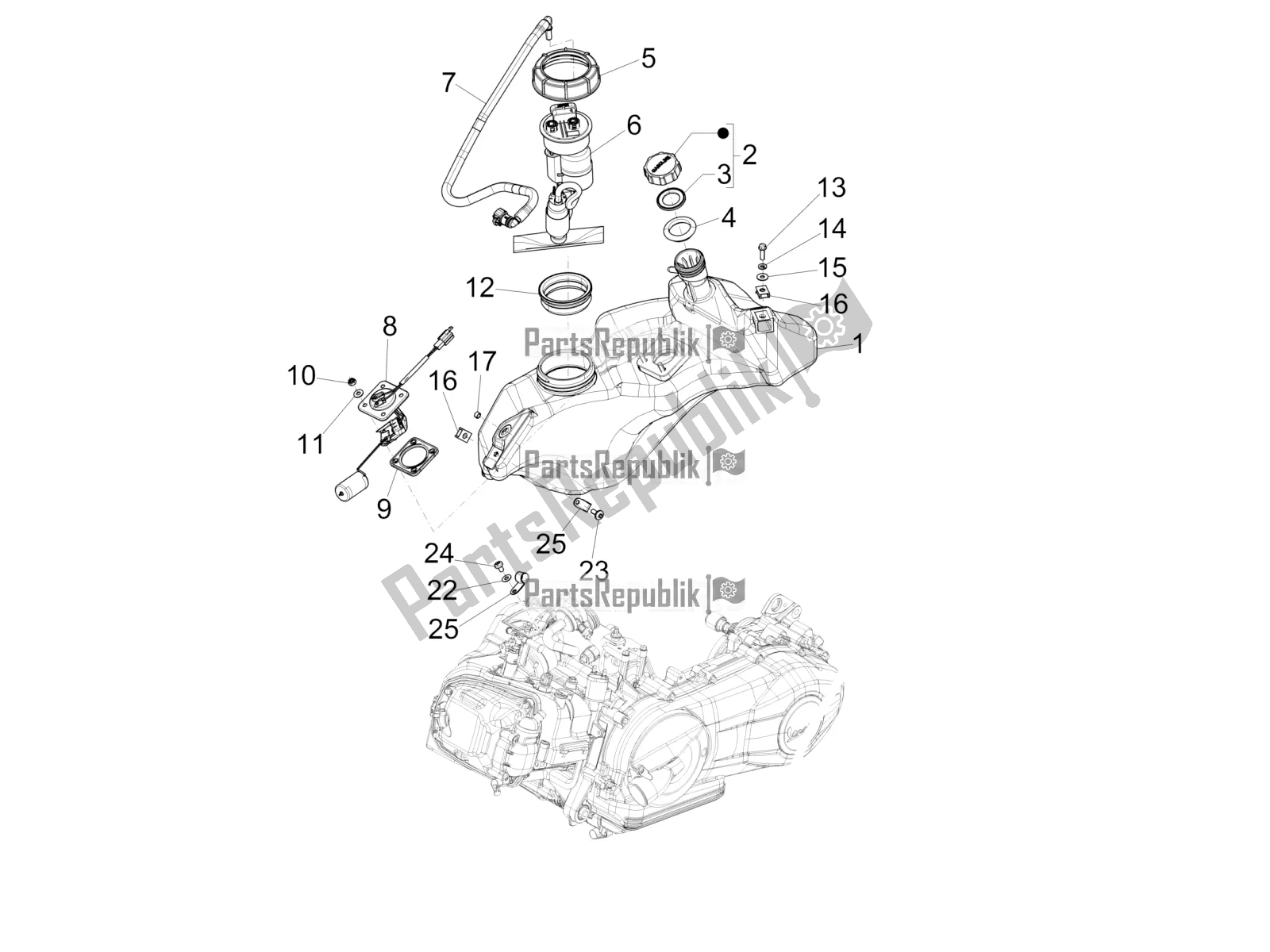 Wszystkie części do Zbiornik Paliwa Vespa Primavera 150 Iget USA 2018