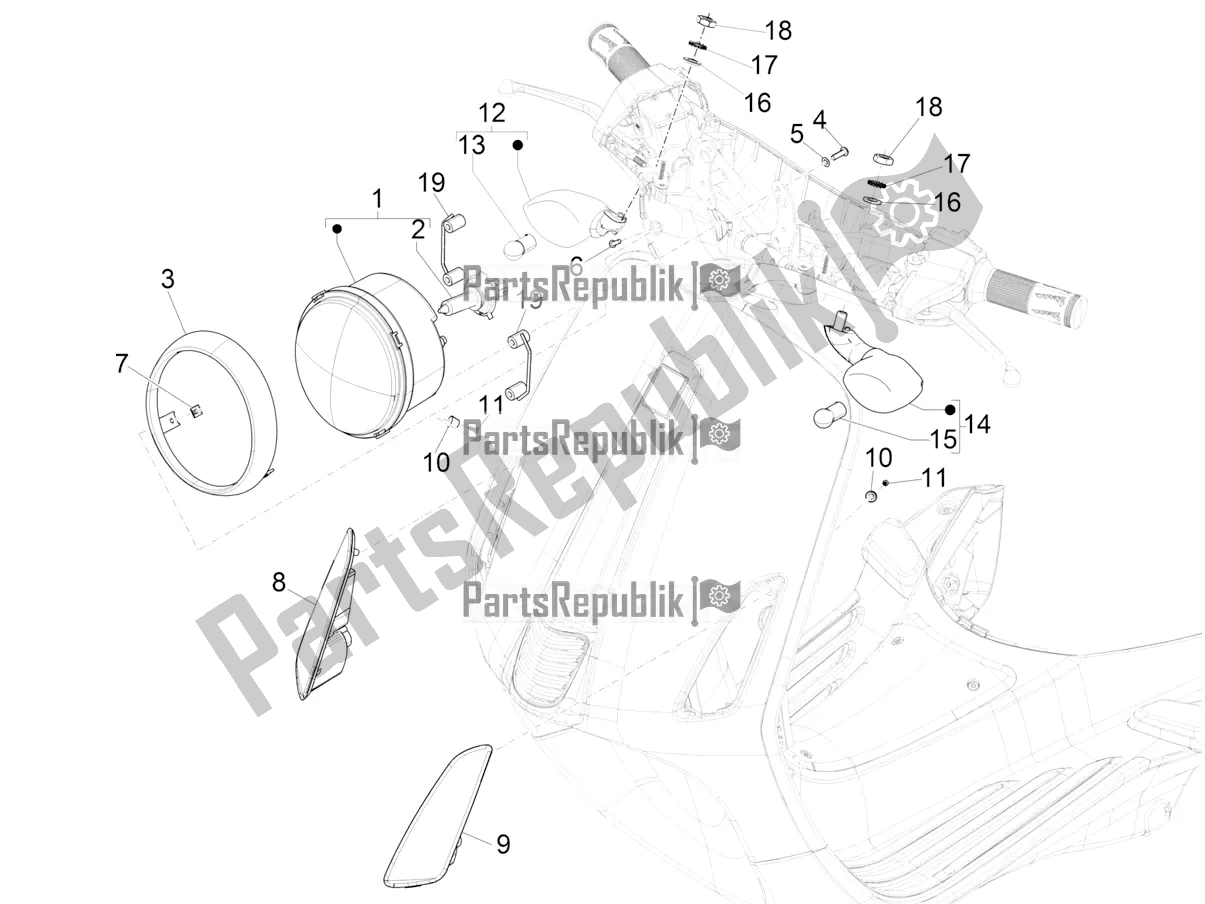 Toutes les pièces pour le Phares Avant - Clignotants du Vespa Primavera 150 Iget USA 2019