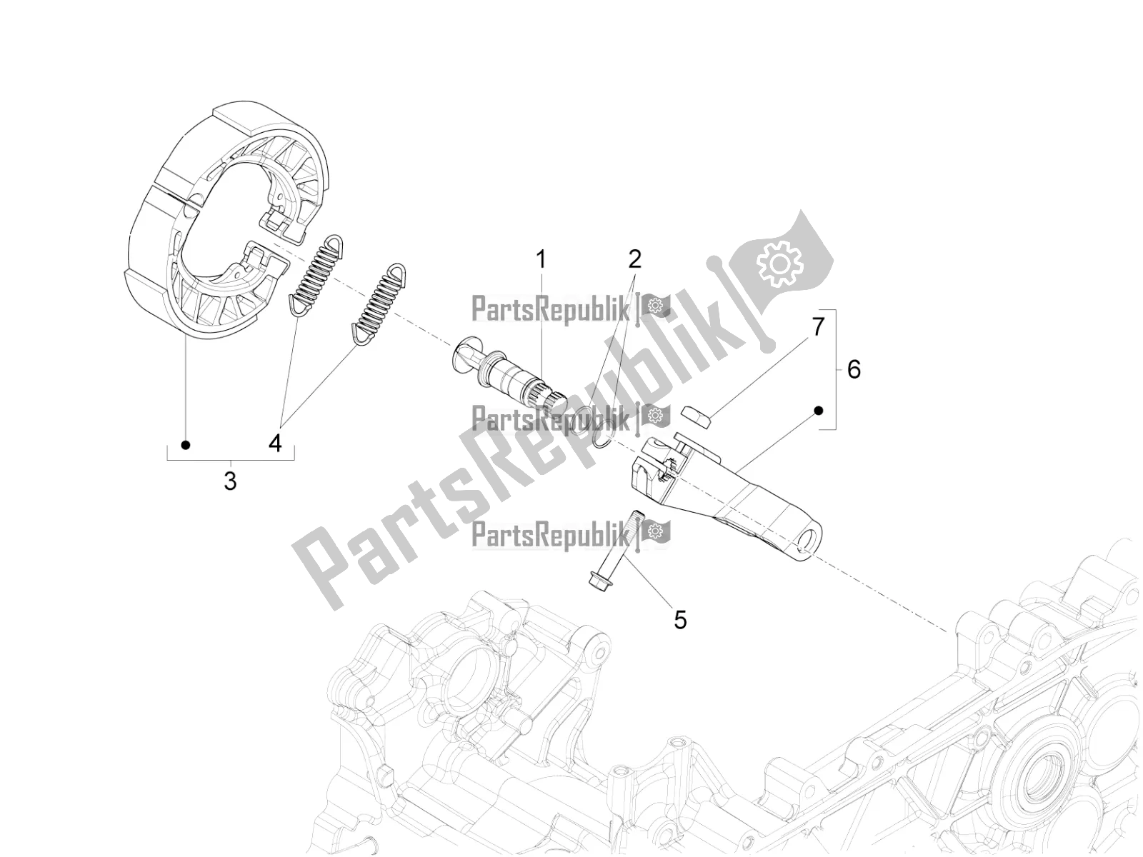 Toutes les pièces pour le Frein Arrière - Mâchoire De Frein du Vespa Primavera 150 Iget USA 2019