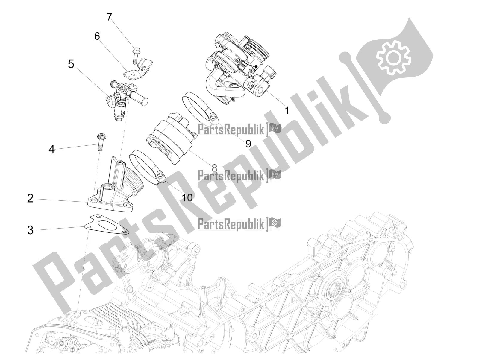 Todas las partes para Throttle Body - Injector - Induction Joint de Vespa Primavera 150 Iget USA 2019