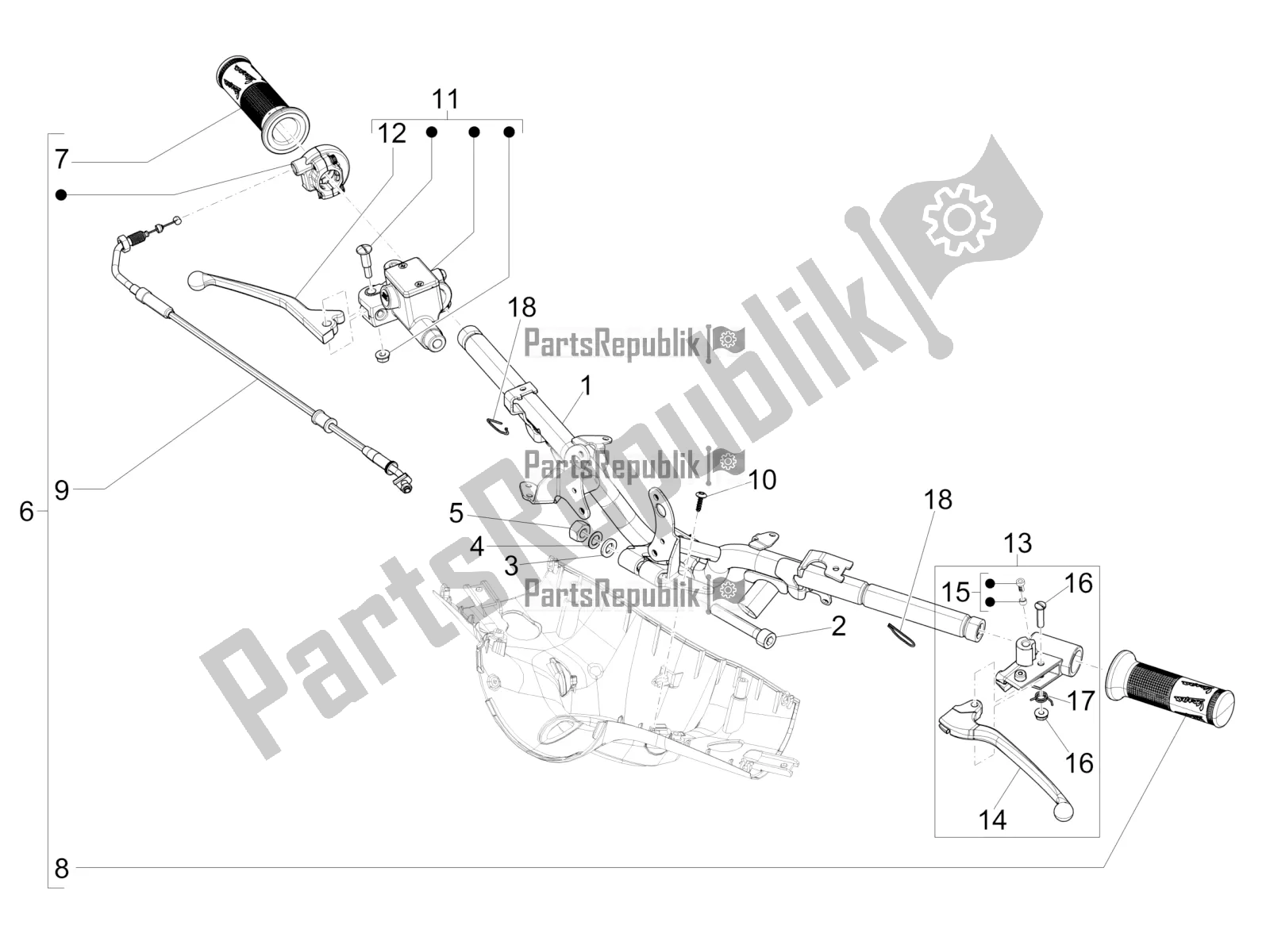 Toutes les pièces pour le Guidon - Master Cil. Du Vespa Primavera 50 2T 2016