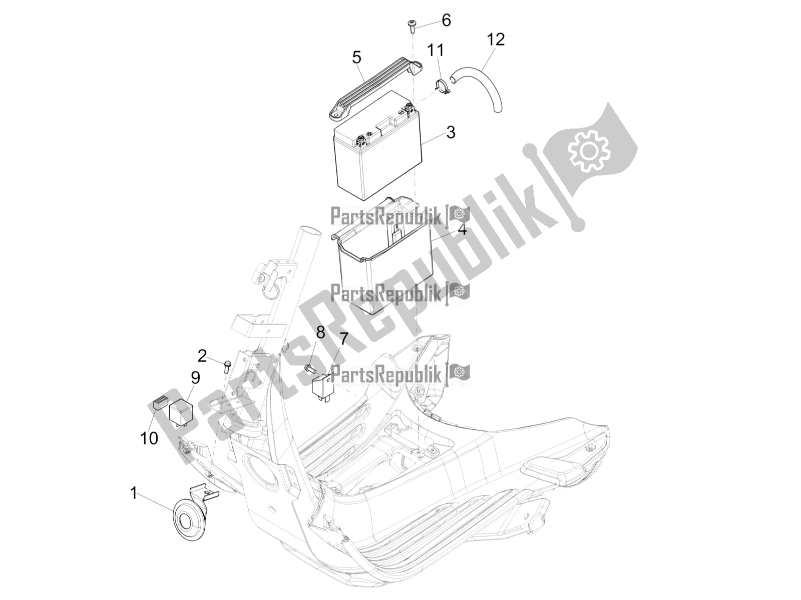 All parts for the Remote Control Switches - Battery - Horn of the Vespa Primavera 50 2T 2016