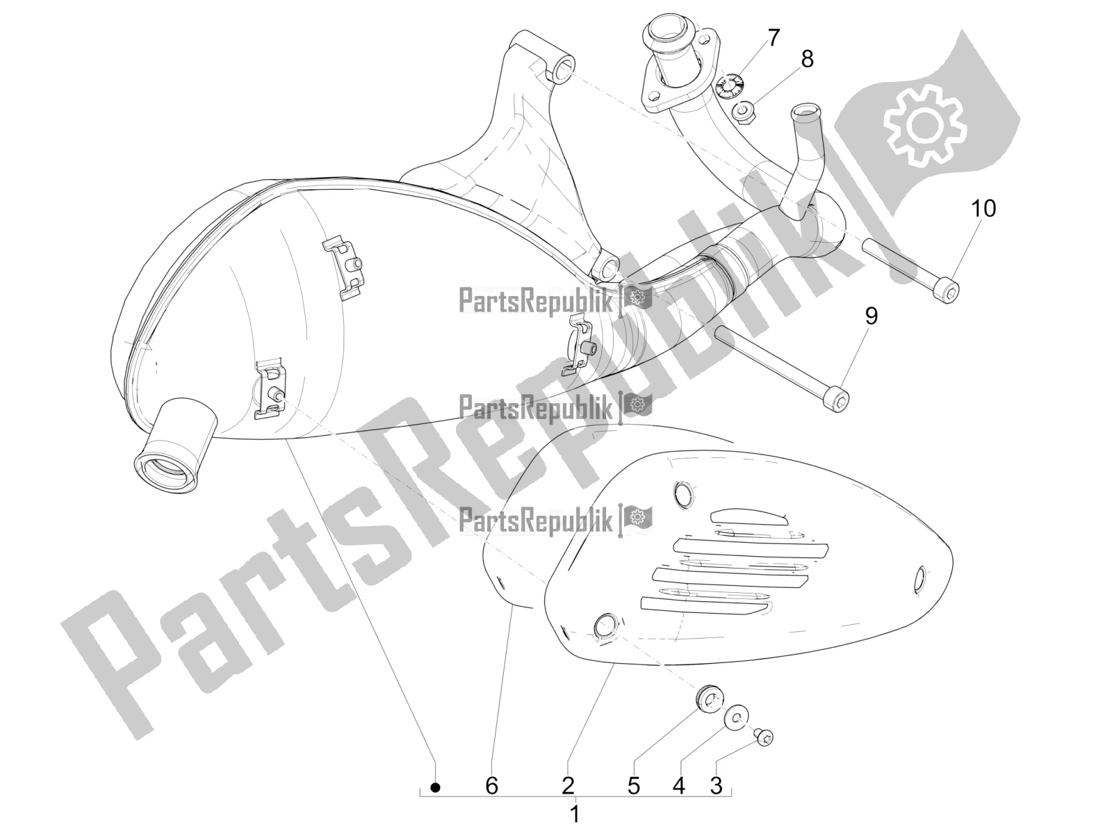 Tutte le parti per il Silenziatore del Vespa Primavera 50 2T 2016