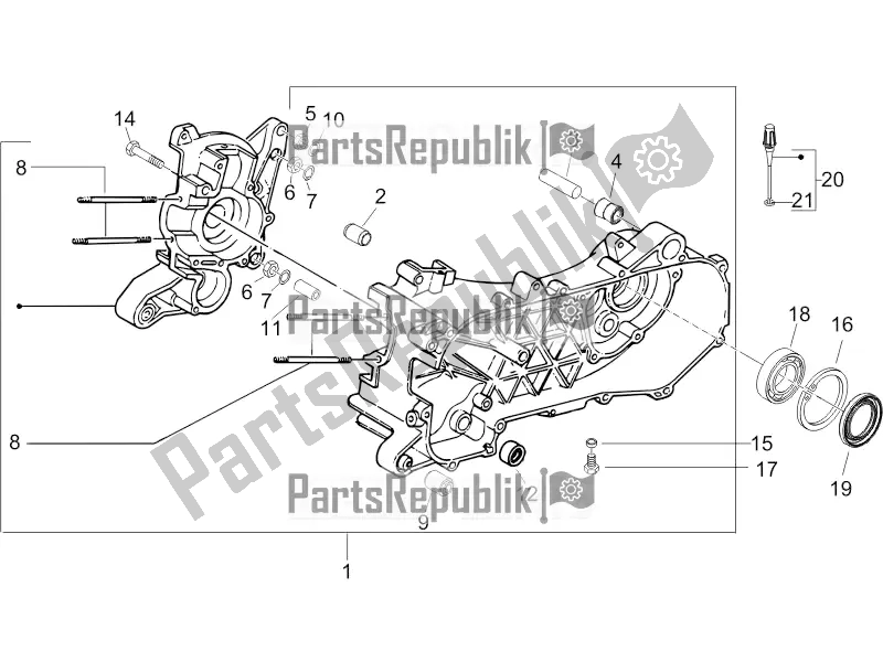 Todas las partes para Caja Del Cigüeñal de Vespa Primavera 50 2T 2017