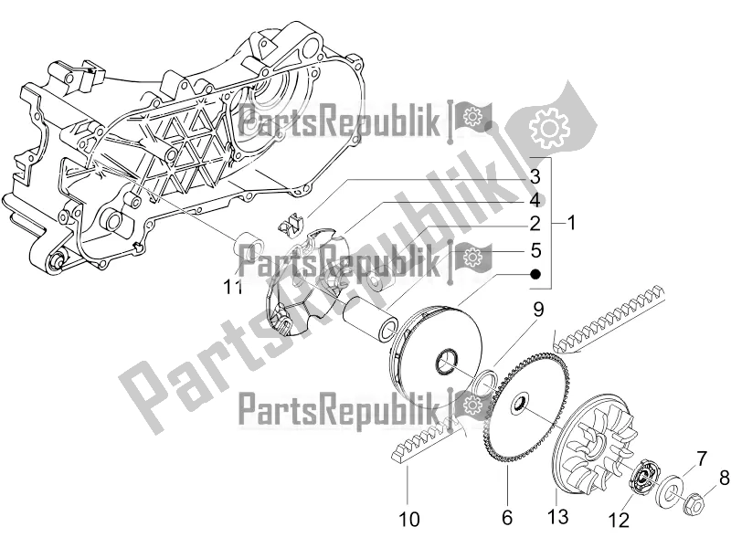 Todas las partes para Polea Motriz de Vespa Primavera 50 2T 2017