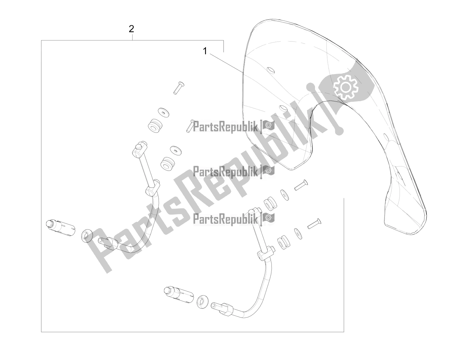 All parts for the Windshield - Glass of the Vespa Primavera 50 2T 2017