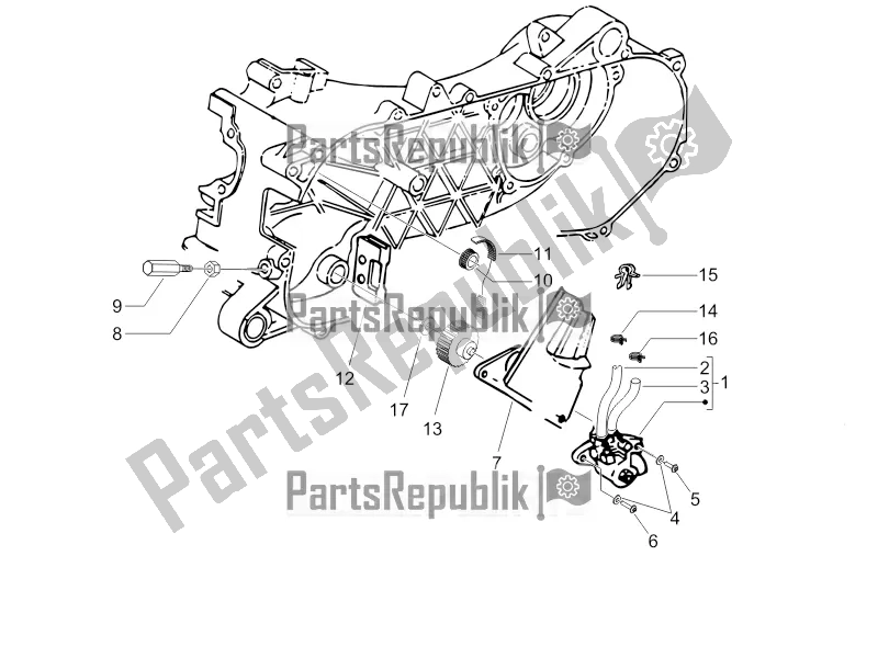 All parts for the Oil Pump of the Vespa Primavera 50 2T 2018